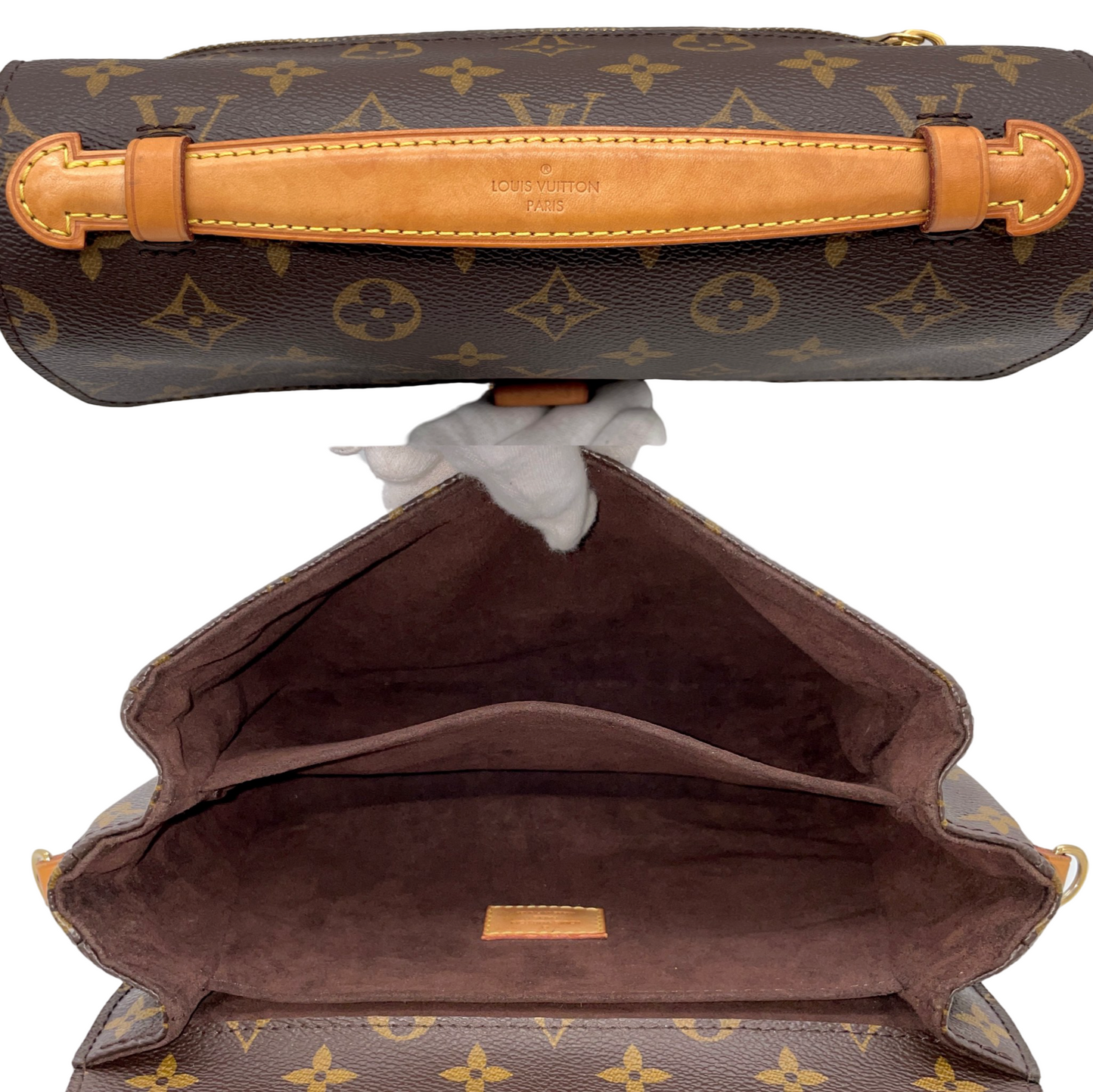 LOUIS VUITTON Monogram Pochette Métis M44875 2Way Hand Bag Original Brown &amp; Gold