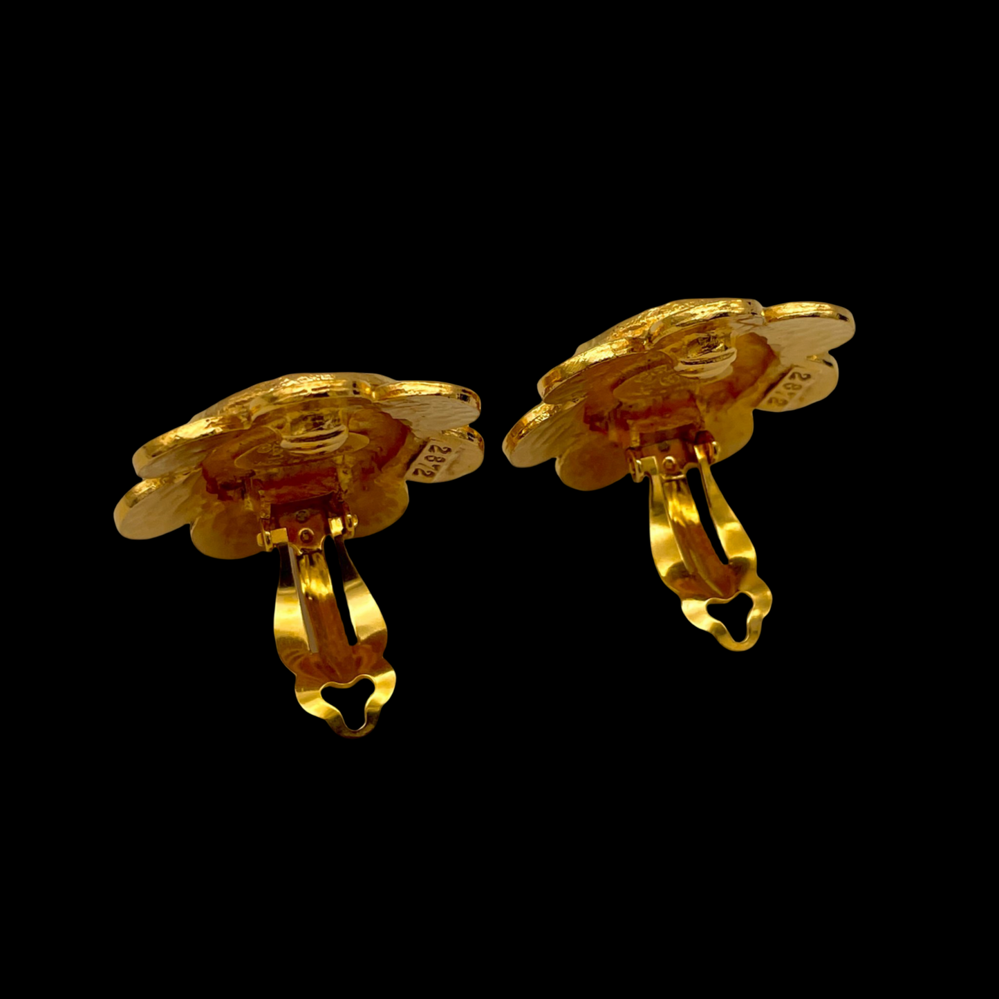 CHANEL Coco Mark Medal Flower Earrings