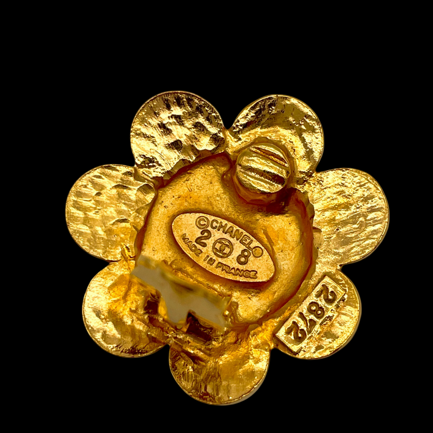 CHANEL Coco Mark Medal Flower Earrings