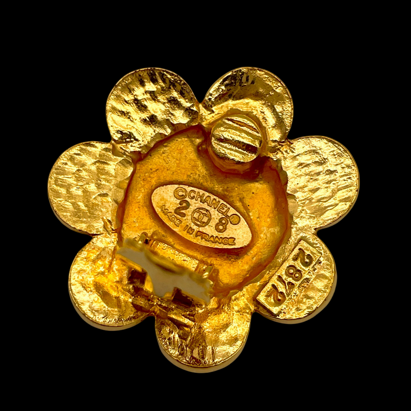 CHANEL Coco Mark Medal Flower Earrings