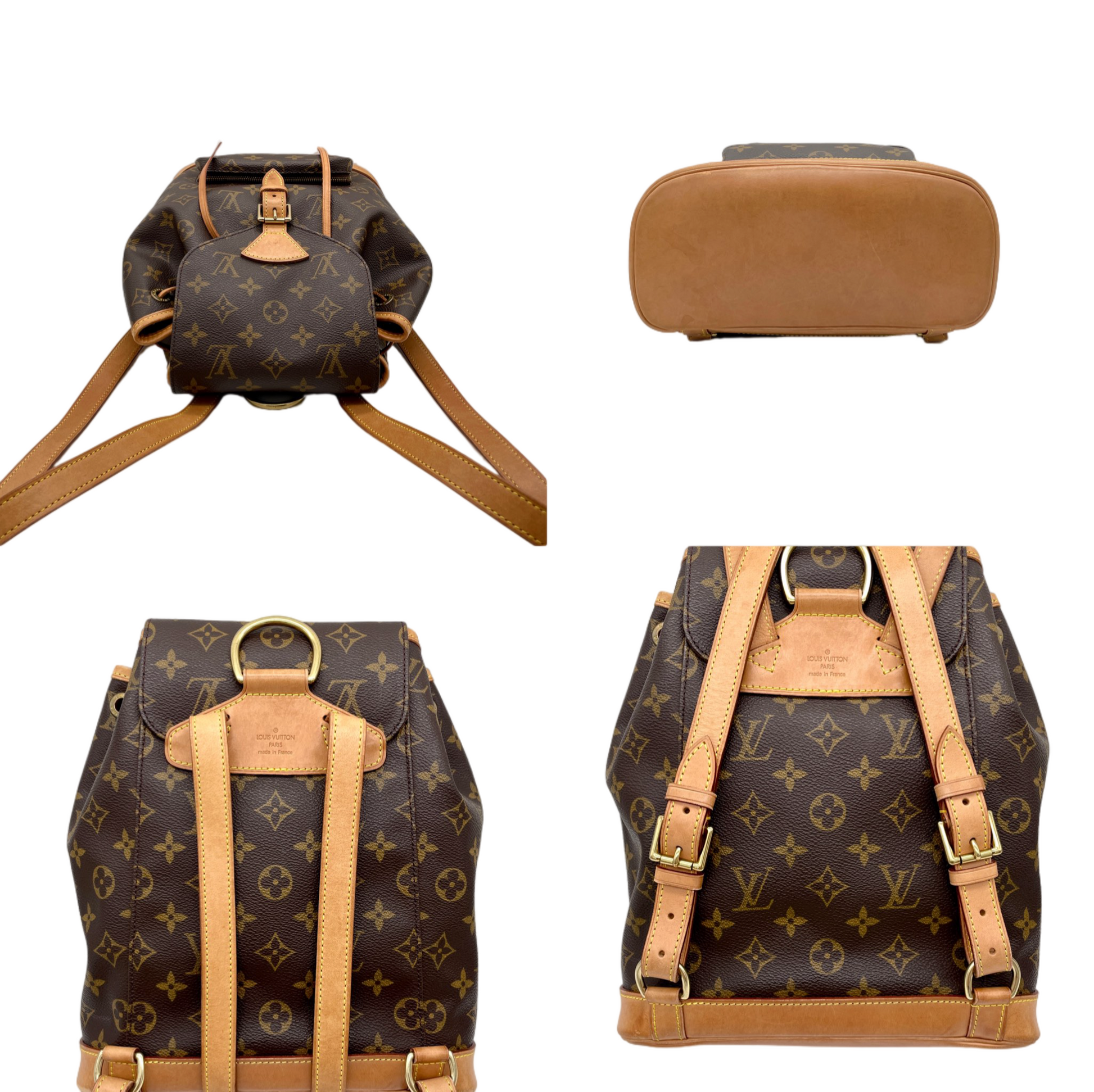 LOUIS VUITTON 1998 Monogram Montsouris MM Backpack M51136 Brown & Gold