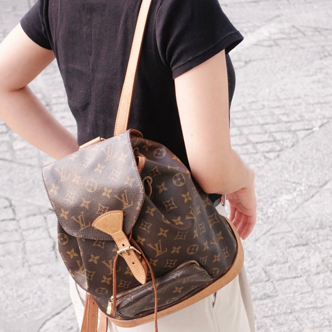 AUTHENTIC PRELOVED LOUIS VUITTON 1998 Monogram Montsouris MM Backpack M51136 Brown & Gold