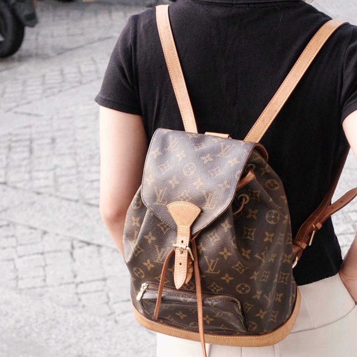 AUTHENTIC PRELOVED LOUIS VUITTON 1998 Monogram Montsouris MM Backpack M51136 Brown & Gold