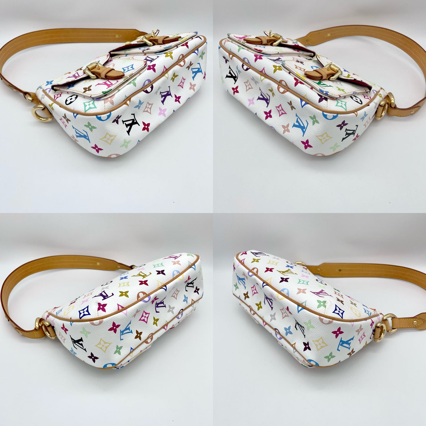 罕见☆☆LOUIS VUITTON Monogram Multicolor Lodge PM M40053 白色