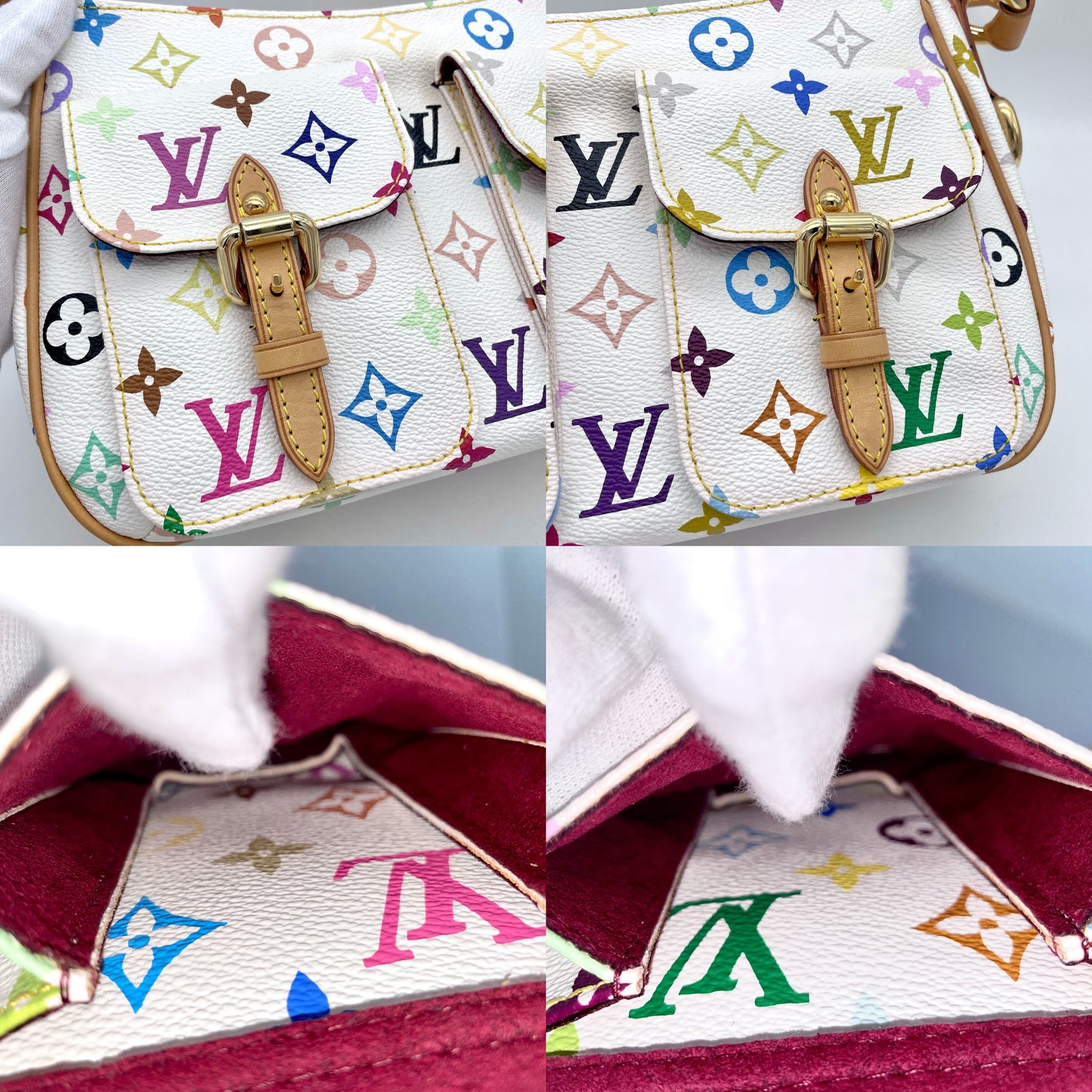 RARE☆☆LOUIS VUITTON Monogram Multicolor Lodge PM M40053 White