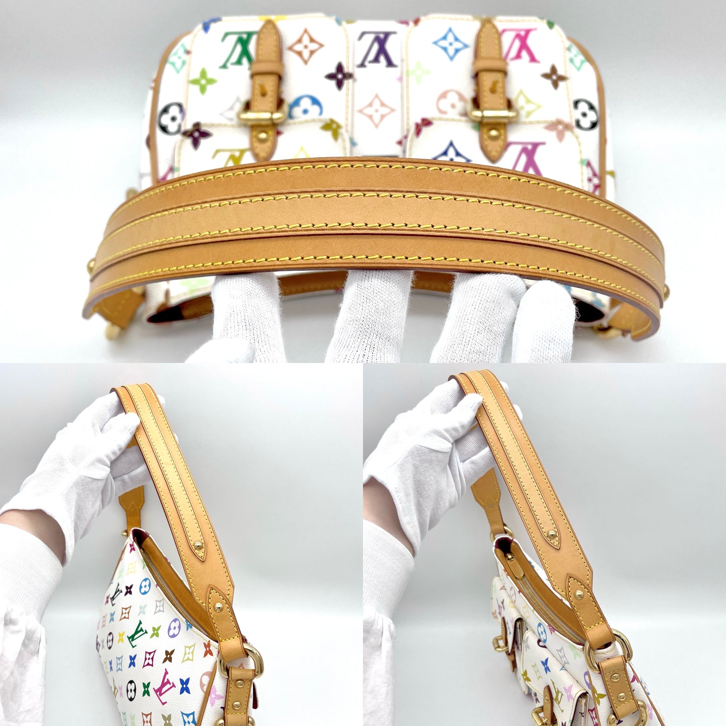 罕见☆☆LOUIS VUITTON Monogram Multicolor Lodge PM M40053 白色