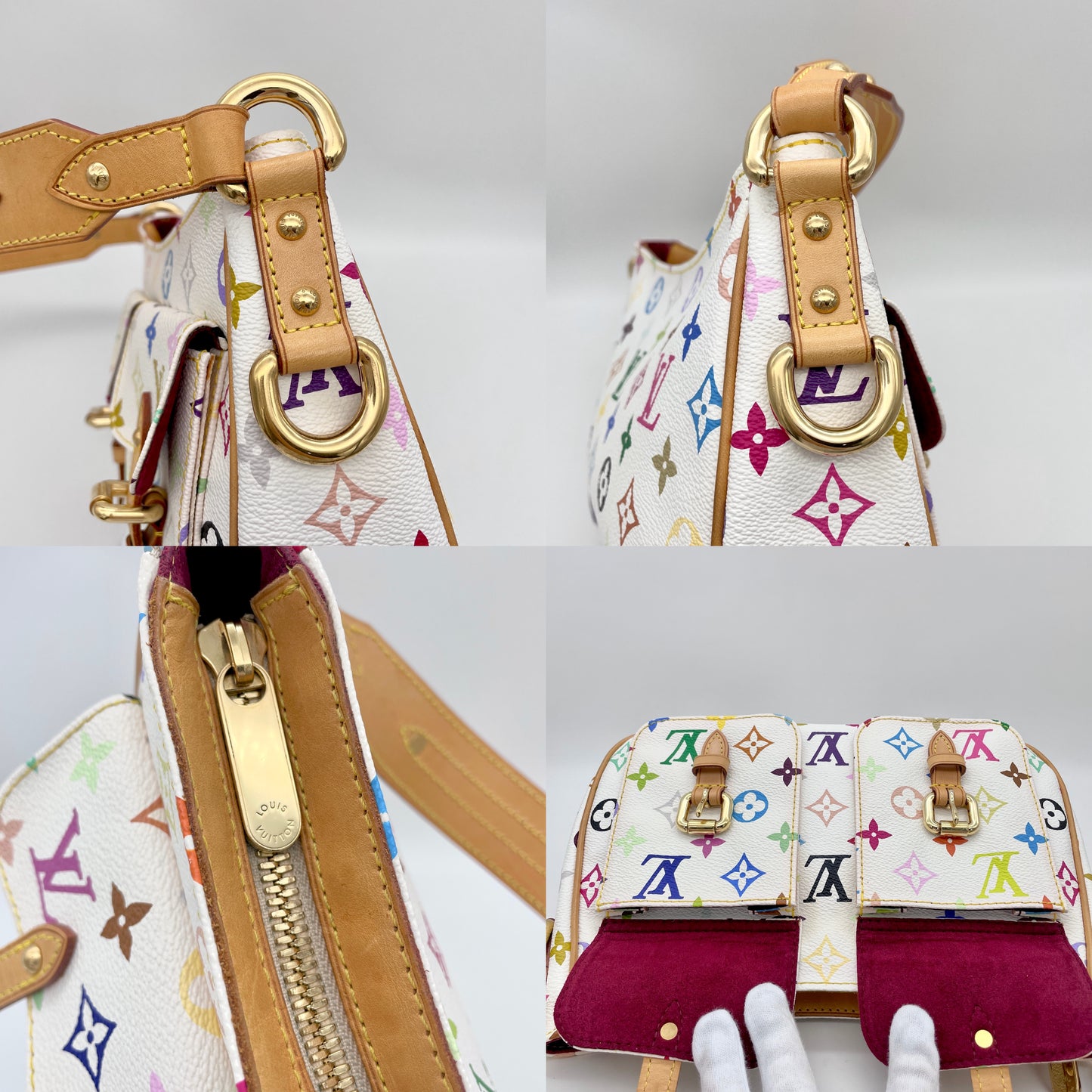 罕见☆☆LOUIS VUITTON Monogram Multicolor Lodge PM M40053 白色