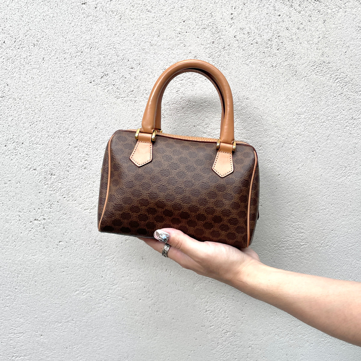RARECELINE Macadam MINI Boston handbag in brown PVC and leather 