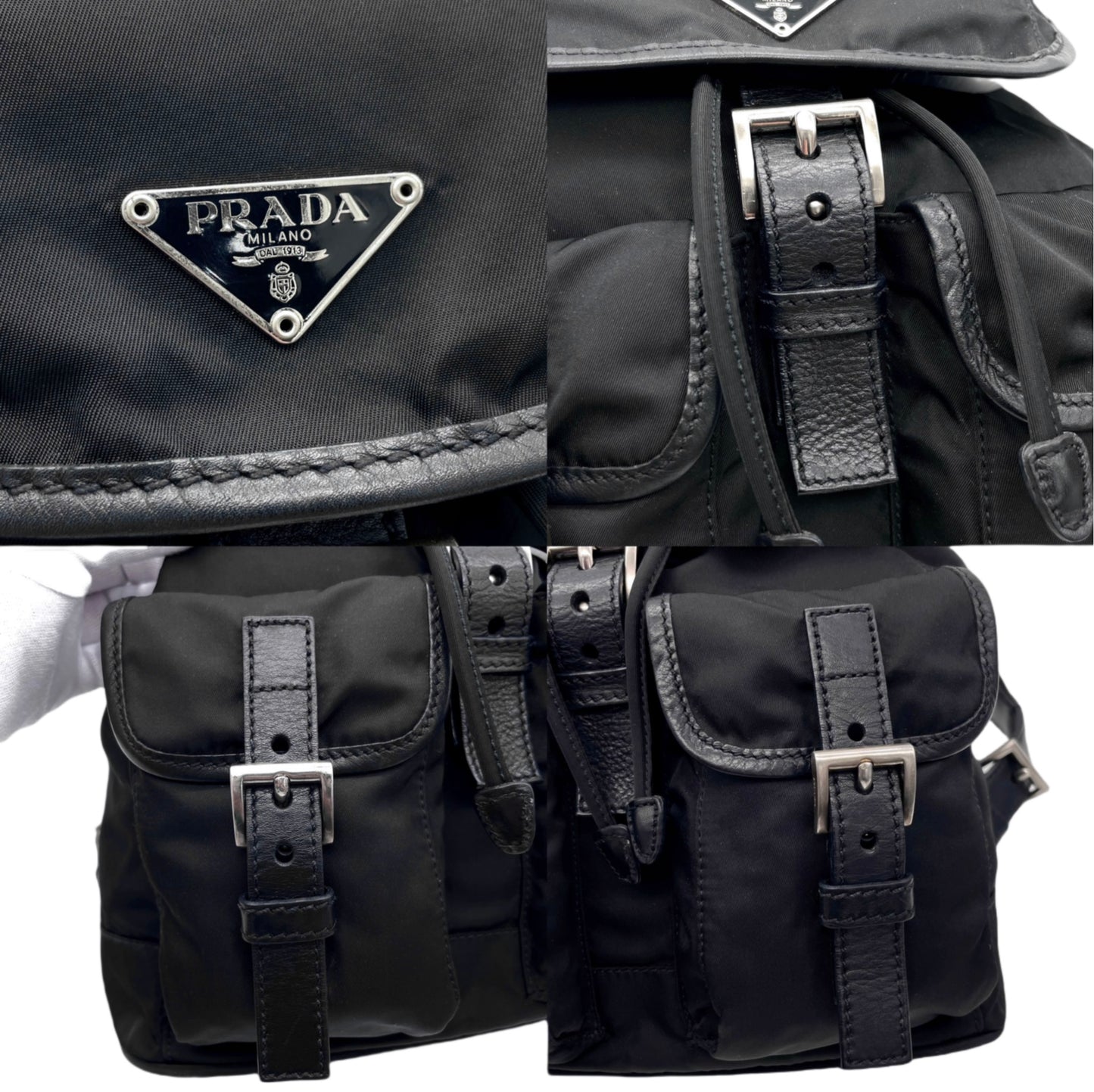 AUTH Pre-owned PRADA Nylon Luc GM Black