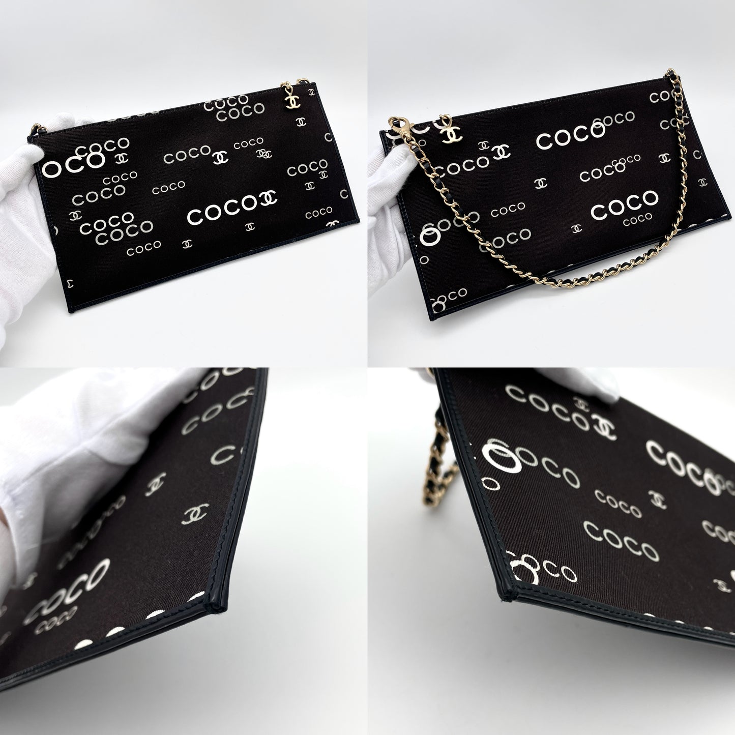 RARE☆☆☆☆CHANEL COCO Icon Mini Chain Handbag Black White GHW