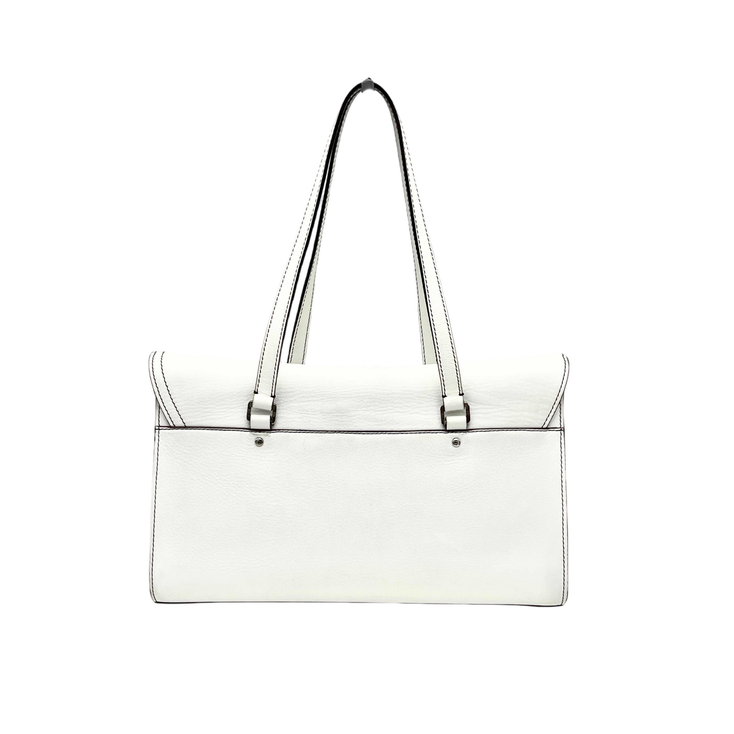 RARE☆☆☆AUTH Pre-owned CHRISTIAN DIOR saddle tote bag white