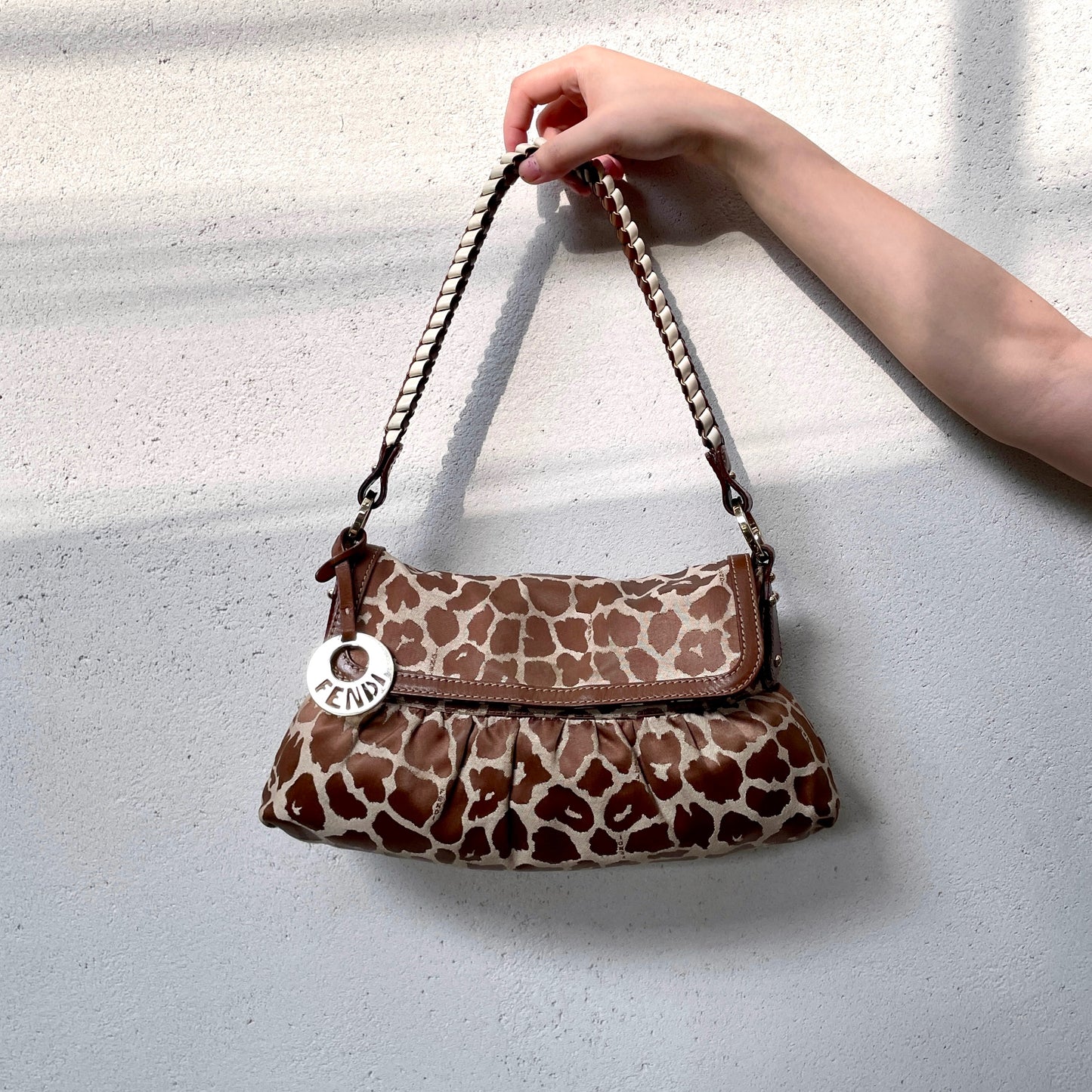 RARE☆☆☆FENDI Leopard Canvas Shef Bag Shoulder Bag Brown