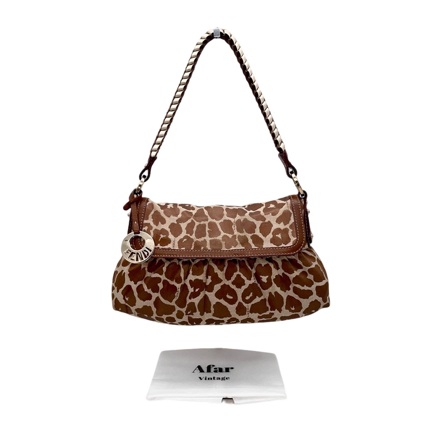 RARE☆☆☆FENDI Leopard Canvas Shef Bag Shoulder Bag Brown