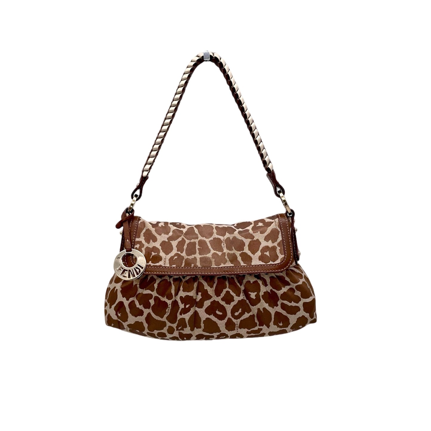 RARE☆☆☆FENDI Leopard Canvas Shef Bag Shoulder Bag Brown