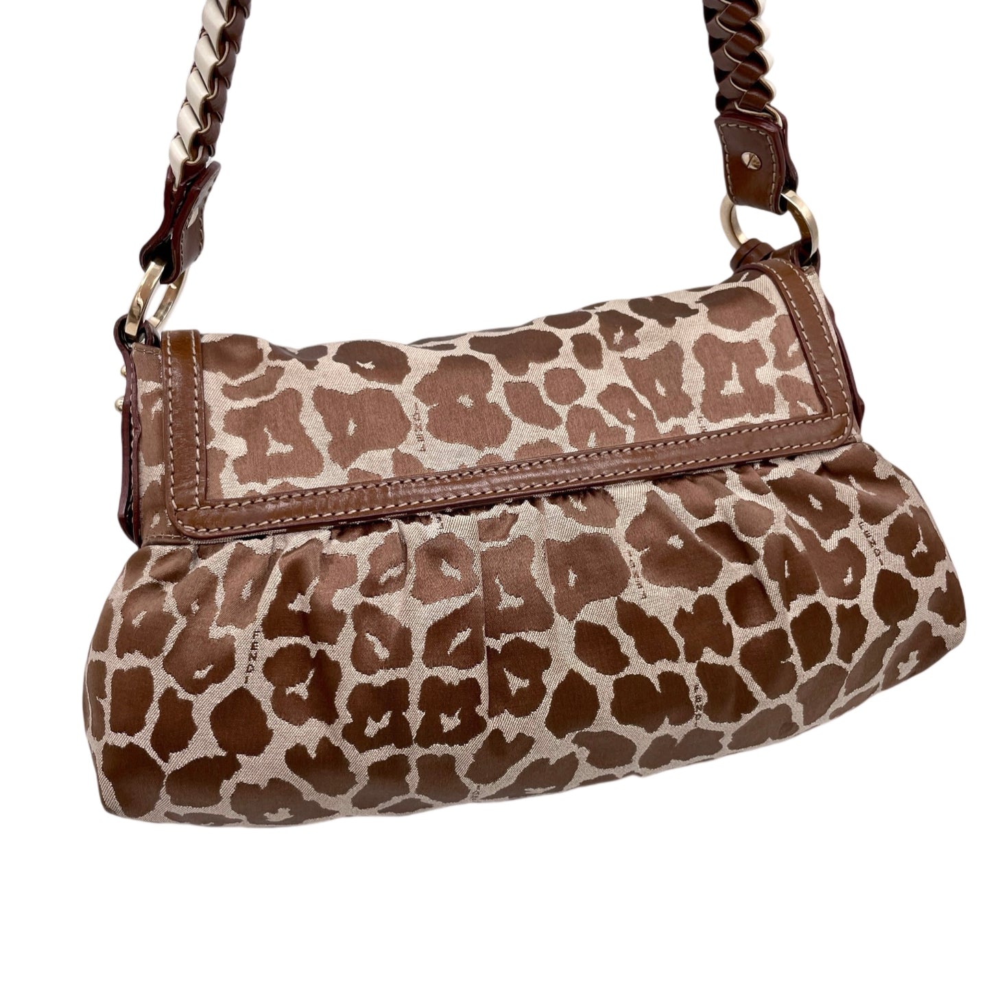 RARE☆☆☆FENDI Leopard Canvas Shef Bag Shoulder Bag Brown