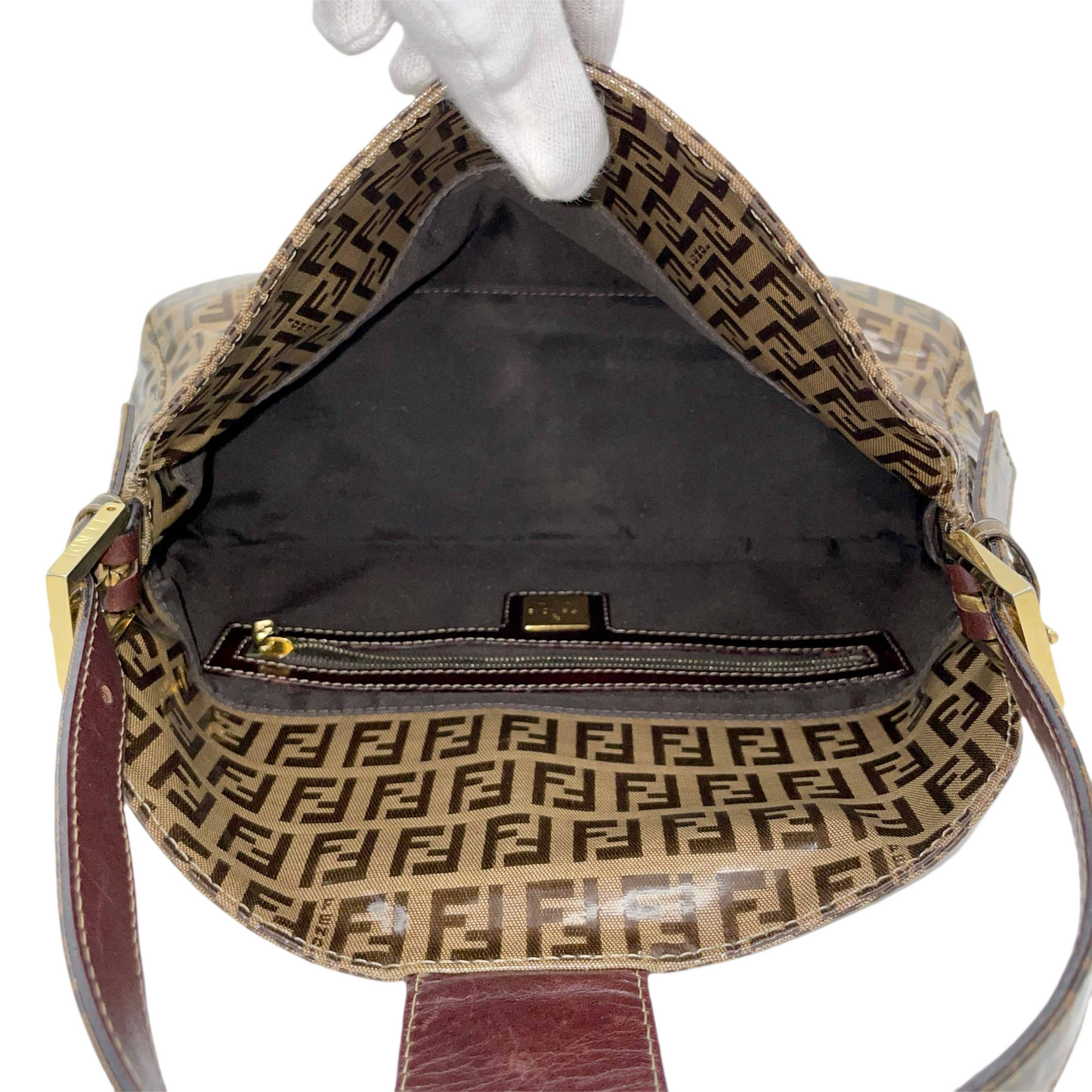 FENDI Zucchino Round Mouth Mamma Bucket Shoulder Bag