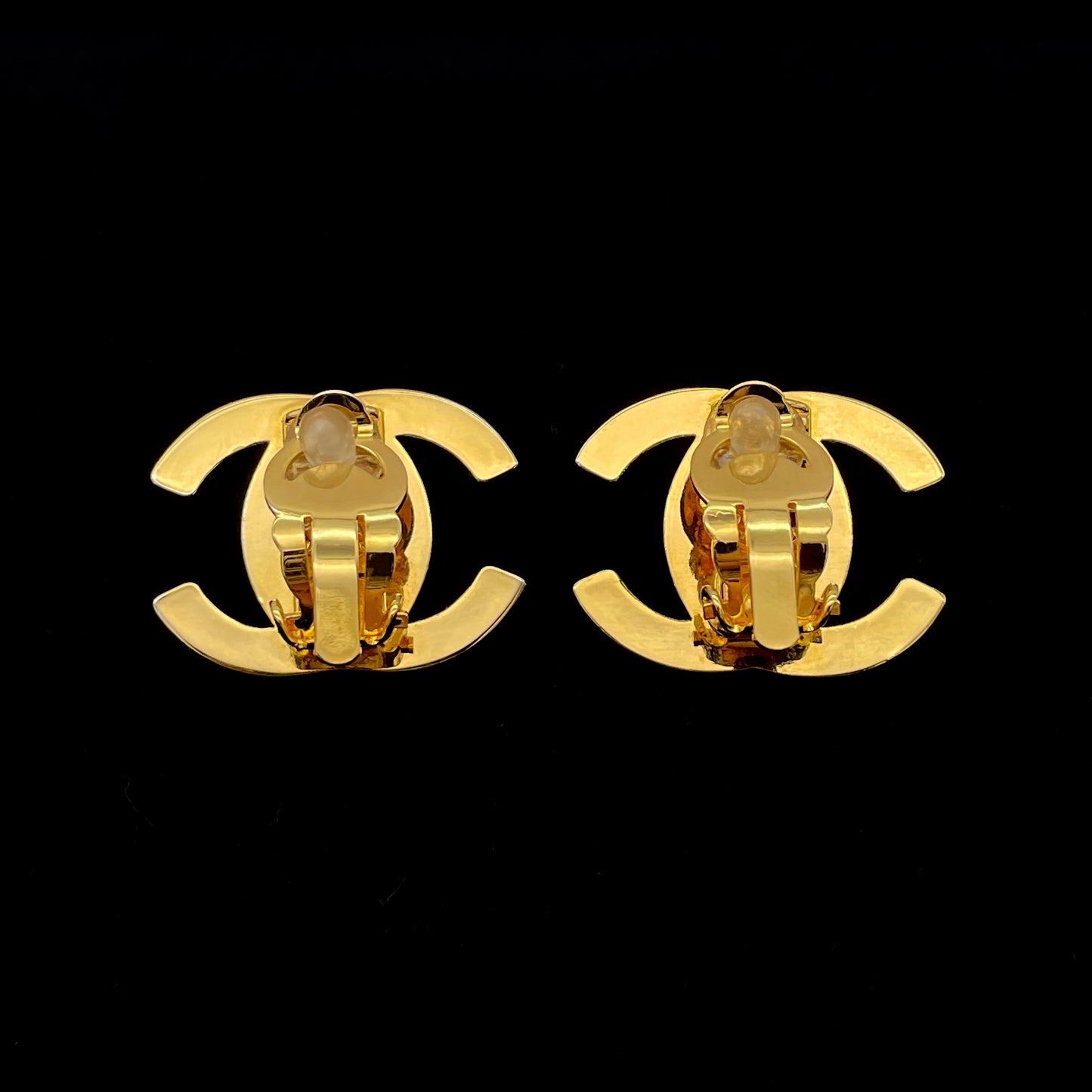 CHANEL Rhinestone Coco Mark Turnlock Earrings 96A