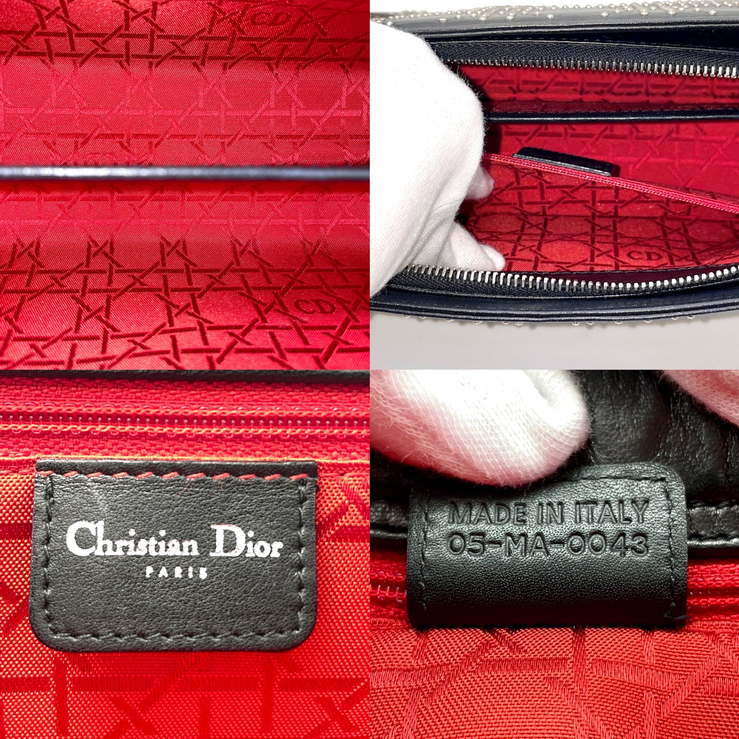 RARE☆☆☆CHRISTIAN DIOR ｶｰﾅｼﾞｭ ﾚｻﾞｰｽﾀｯｽﾞ ﾛｺﾞﾁｬｰﾑ ﾊﾝﾄﾞﾊﾞｯｸﾞ