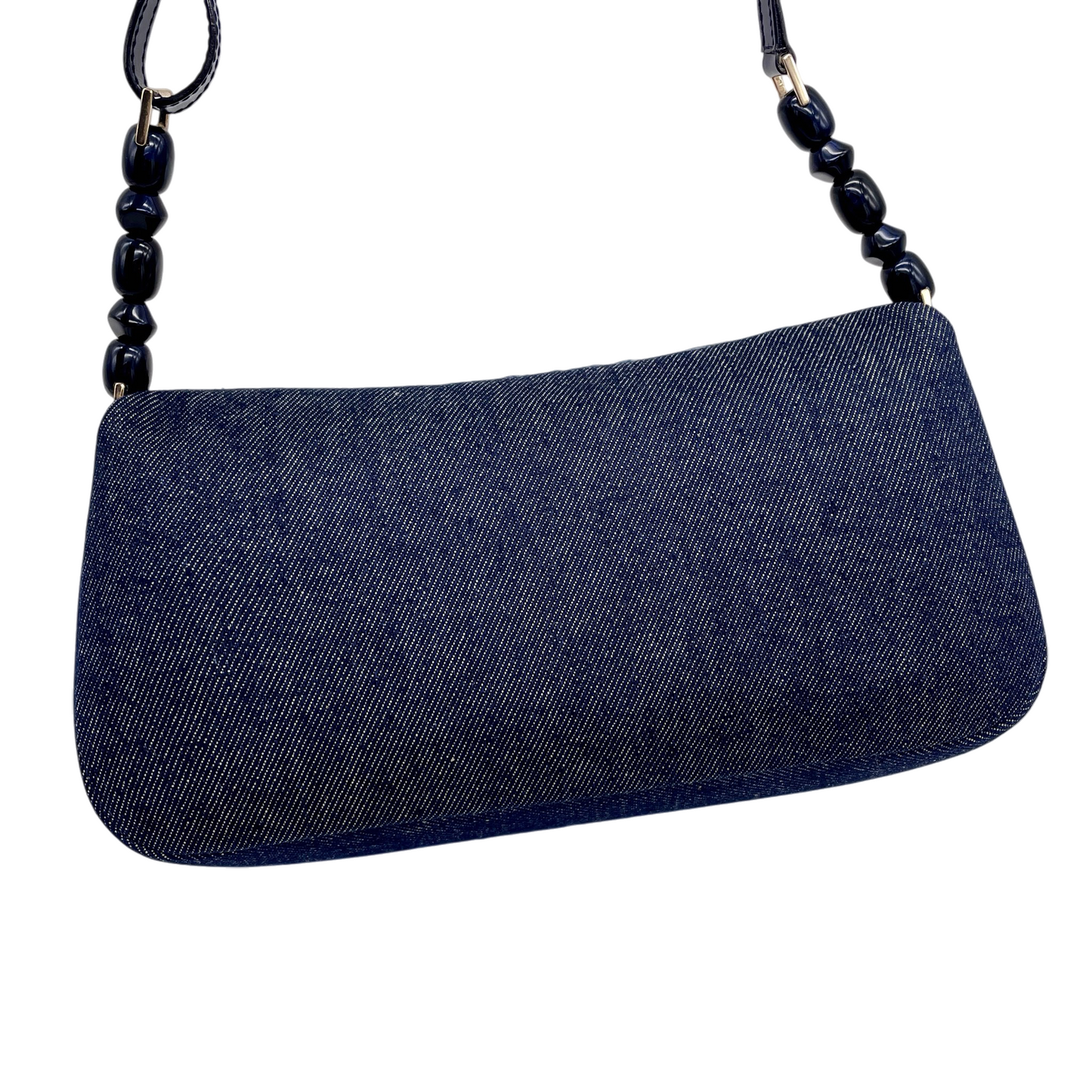 RARE☆☆☆☆☆CHRISTIAN DIOR Patchwork Denim Tweed-Style Malice Pearl Shoulder Bag Navy & Gold