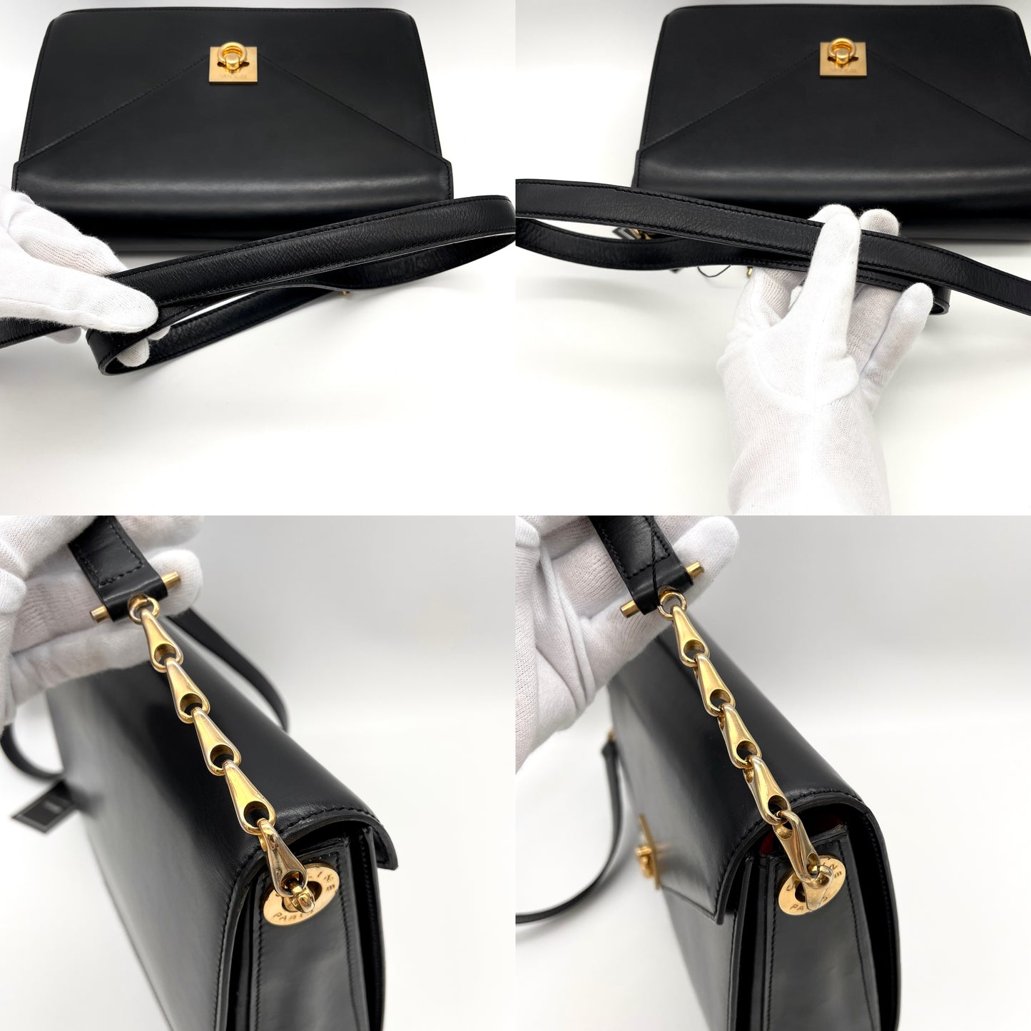 CELINE Turnlock Letter Pack Chain Shoulder Bag in Black Leather GHW