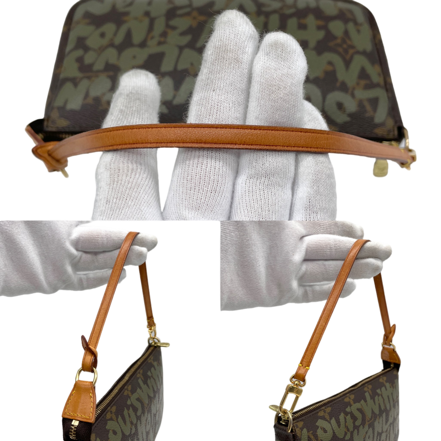 AUTHENTIC PRELOVED RARE☆☆☆☆LOUIS VUITTON 2001 Monogram Graffiti Pochette Accessories Pouch M92191 Khaki Green & Brown