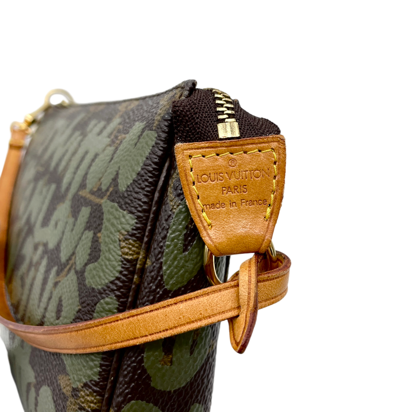 AUTHENTIC PRELOVED RARE☆☆☆☆LOUIS VUITTON 2001 Monogram Graffiti Pochette Accessories Pouch M92191 Khaki Green & Brown