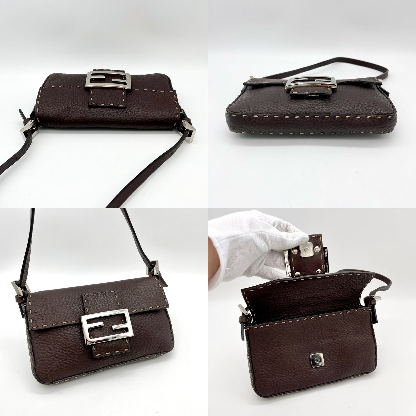 RARE☆☆☆☆FENDI Selleria Minimini Mamma Bucket Dark Brown SHW