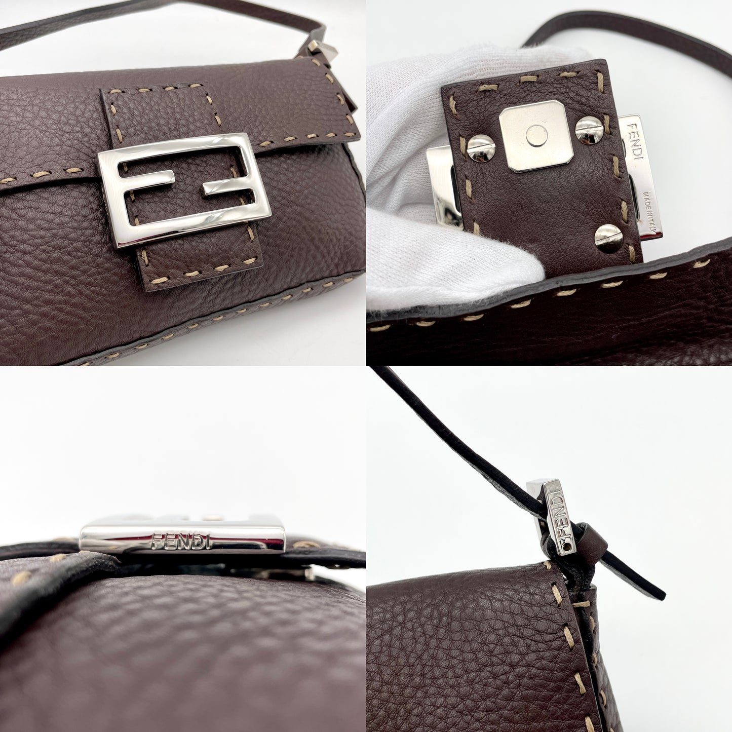 RARE☆☆☆☆FENDI Selleria Minimini Mamma Bucket Dark Brown SHW