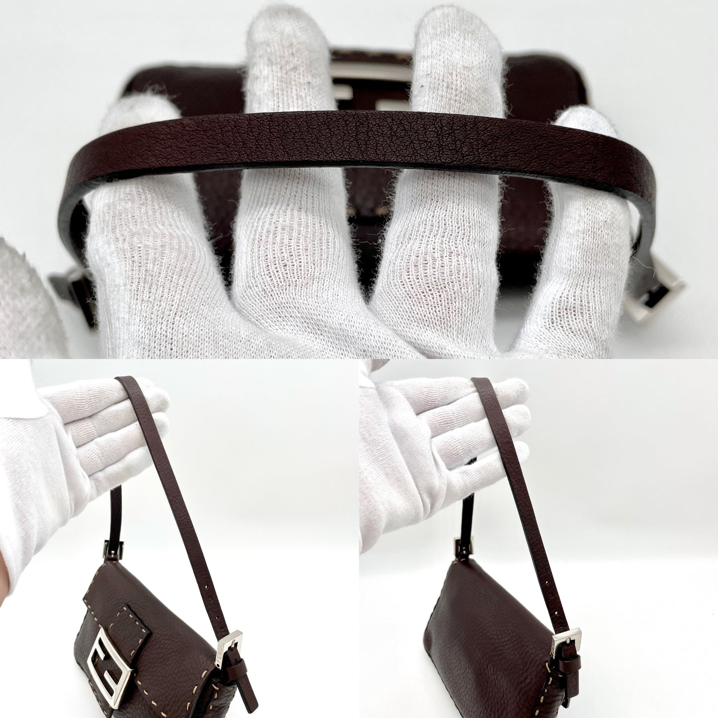 RARE☆☆☆☆FENDI Selleria Minimini Mamma Bucket Dark Brown SHW