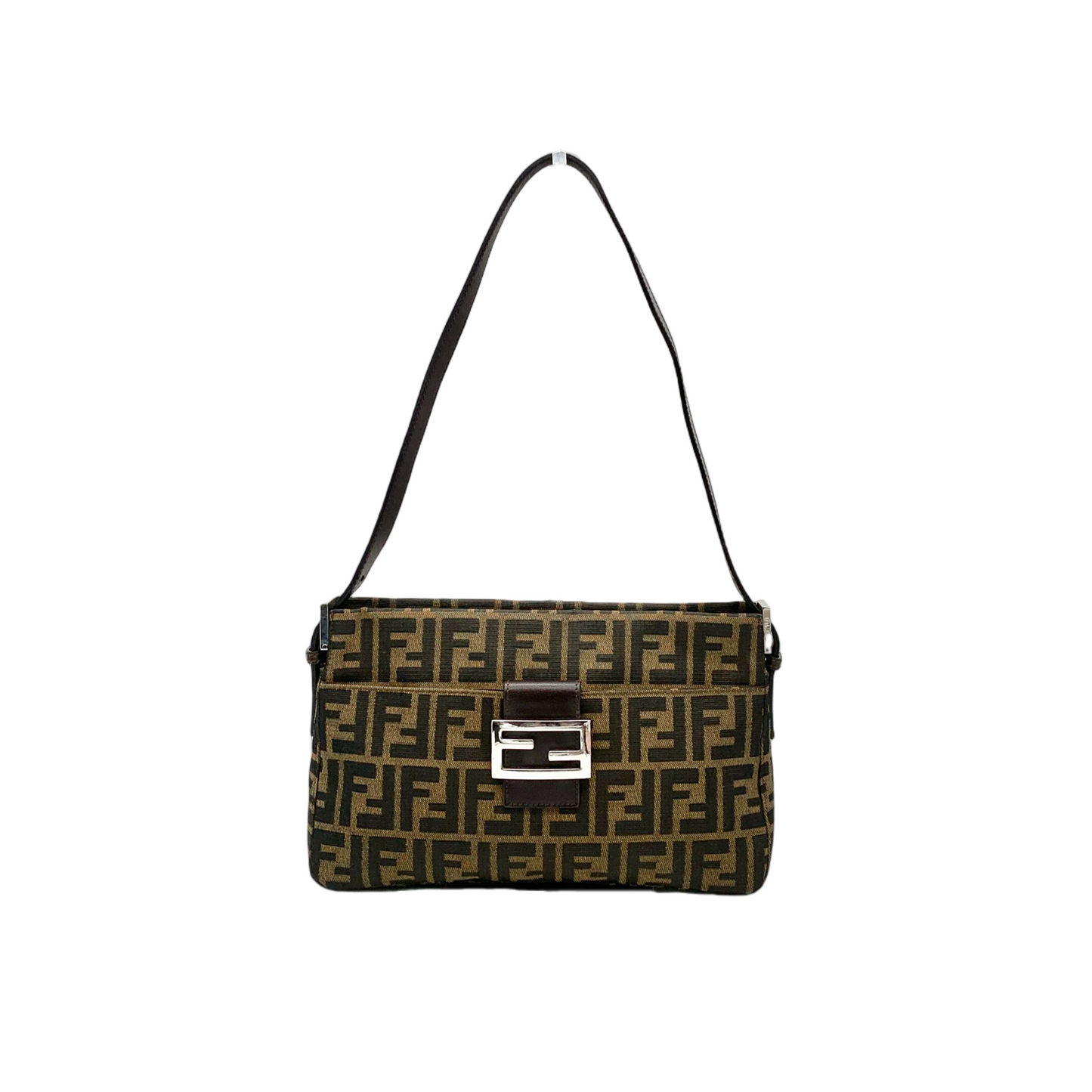 AUTH FENDI ZUCCA V-shaped Mamma Bucket Shoulder Bag