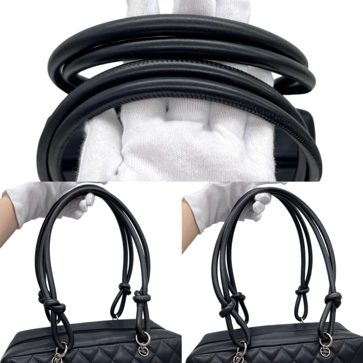 RARE★★★★CHANEL 2005~2006 Cambon Matelassé Cowhide Bowling Shoulder Bag Medium Black Silver