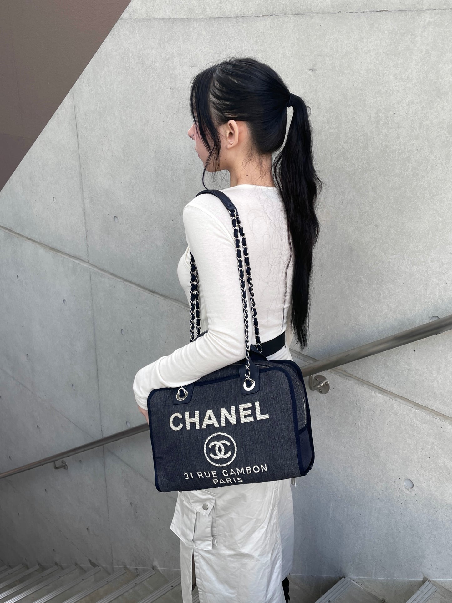 CHANEL Deville Bowling 2Way Chain Shoulder Bag