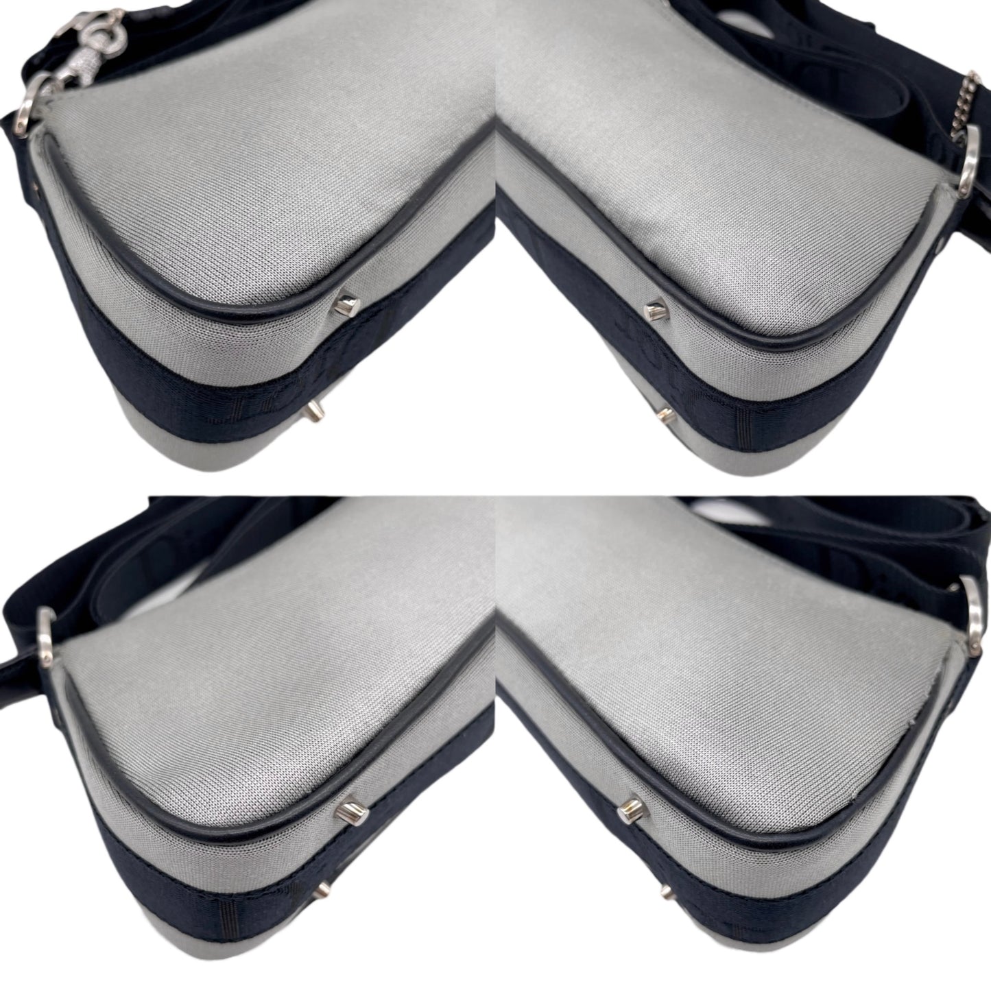 RARE☆☆☆☆CHRISTIAN DIOR Hardcore Line Rhinestone Chain Handle 2-Way Shoulder Bag PM Gray &amp; Black SHW