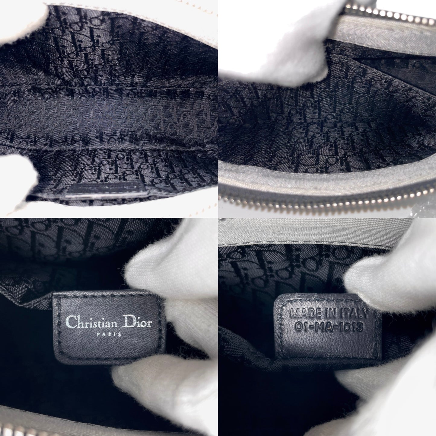 RARE☆☆☆☆CHRISTIAN DIOR Hardcore Line Rhinestone Chain Handle 2-Way Shoulder Bag PM Gray &amp; Black SHW