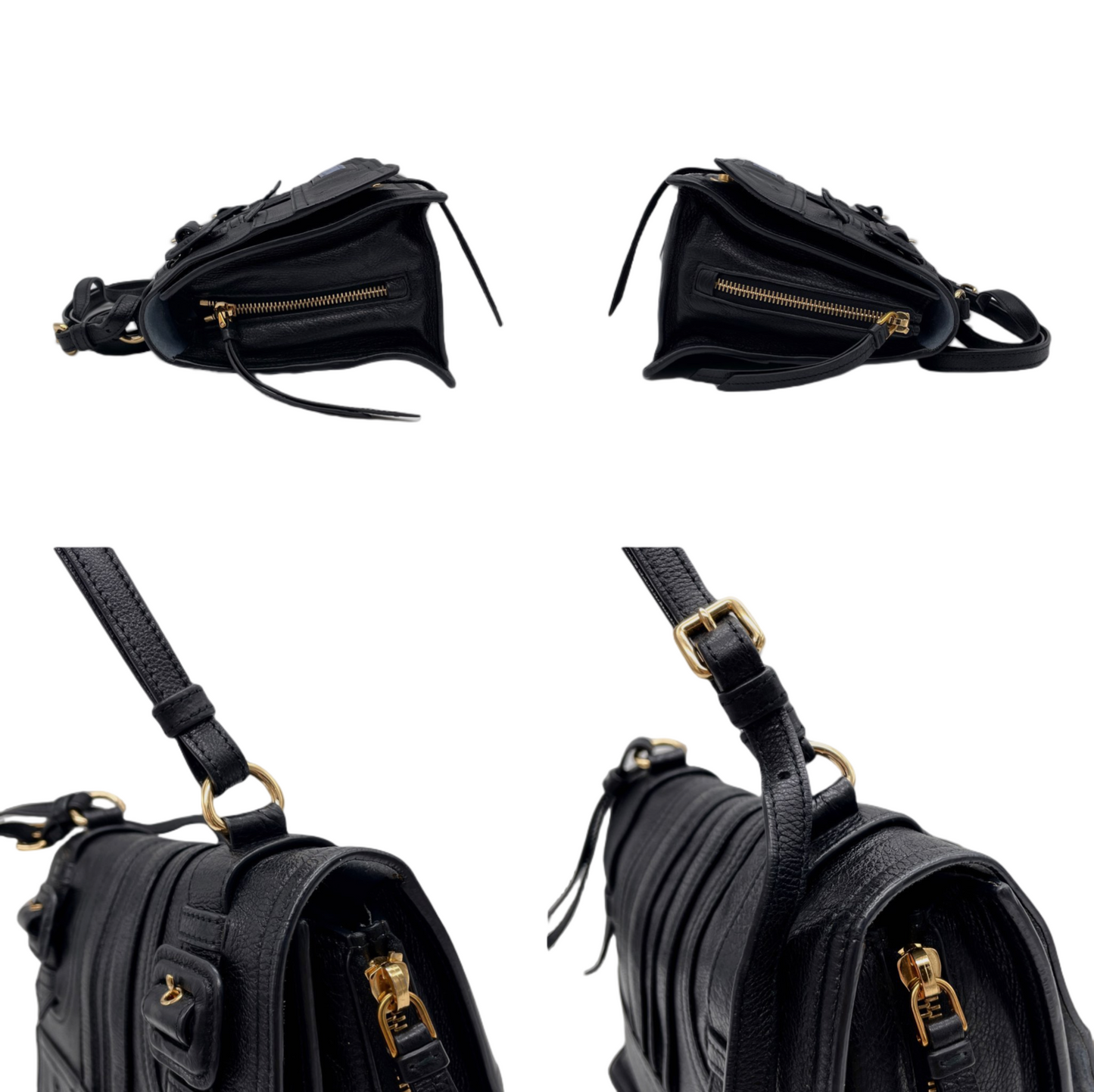 RARE☆☆☆PRADA Etiquette Leather Messager Shoulder Flap Bag Black