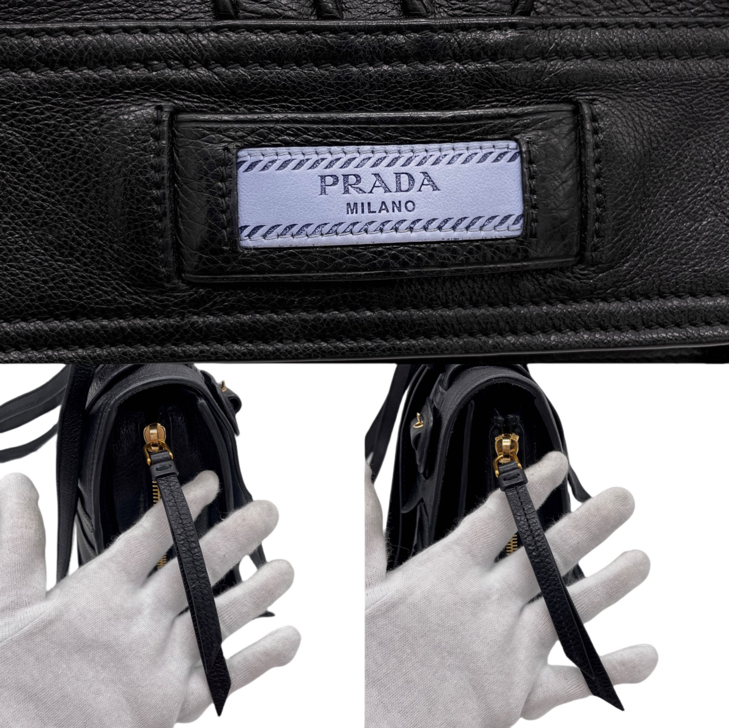 RARE☆☆☆PRADA Etiquette Leather Messager Shoulder Flap Bag Black