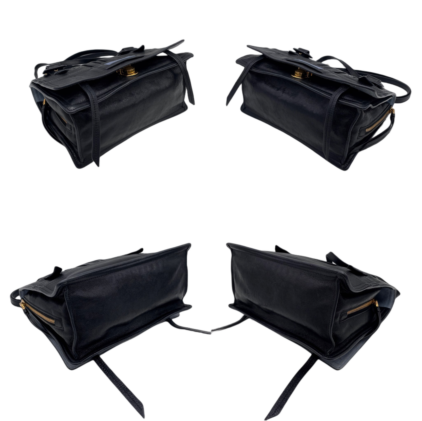 RARE☆☆☆PRADA Etiquette Leather Messager Shoulder Flap Bag Black