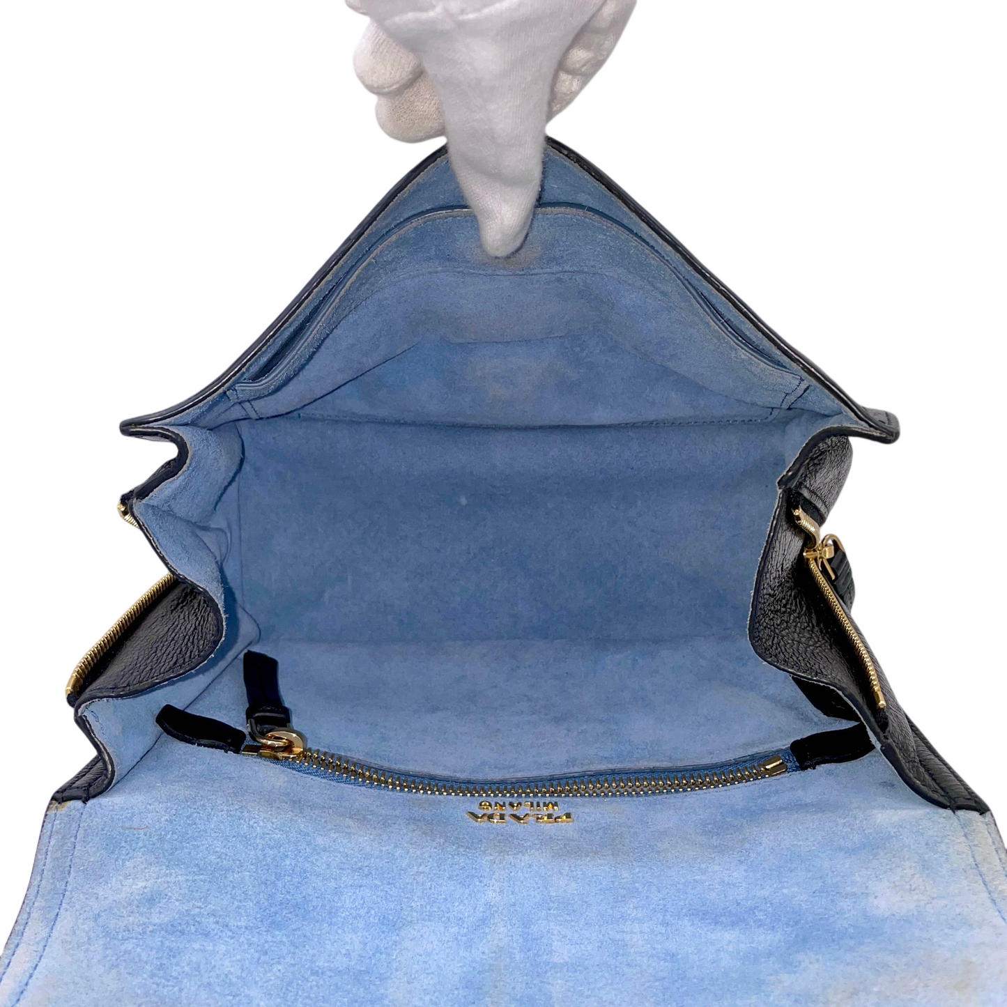 RARE☆☆☆PRADA Etiquette Leather Messager Shoulder Flap Bag Black