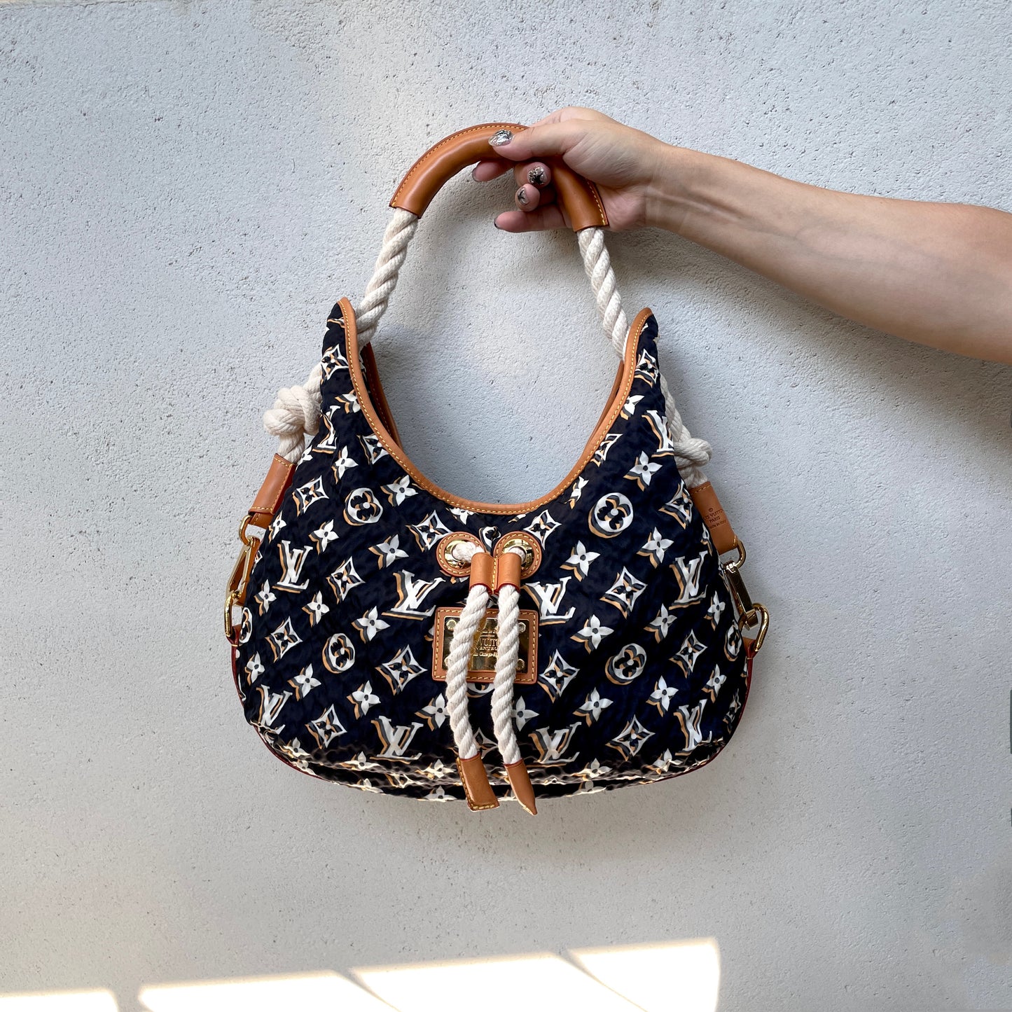 RARE☆☆☆☆LOUIS VUITTON 2009-2010 Cruise Collection Bulles MM M40235 Hobo Shoulder Bag Marine &amp; Brown