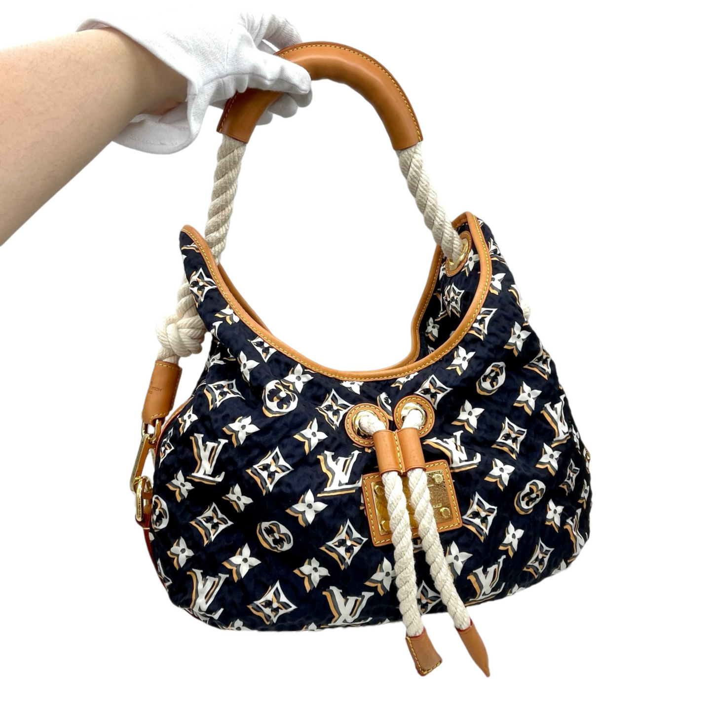 RARE☆☆☆☆LOUIS VUITTON 2009-2010 Cruise Collection Bulles MM M40235 Hobo Shoulder Bag Marine &amp; Brown