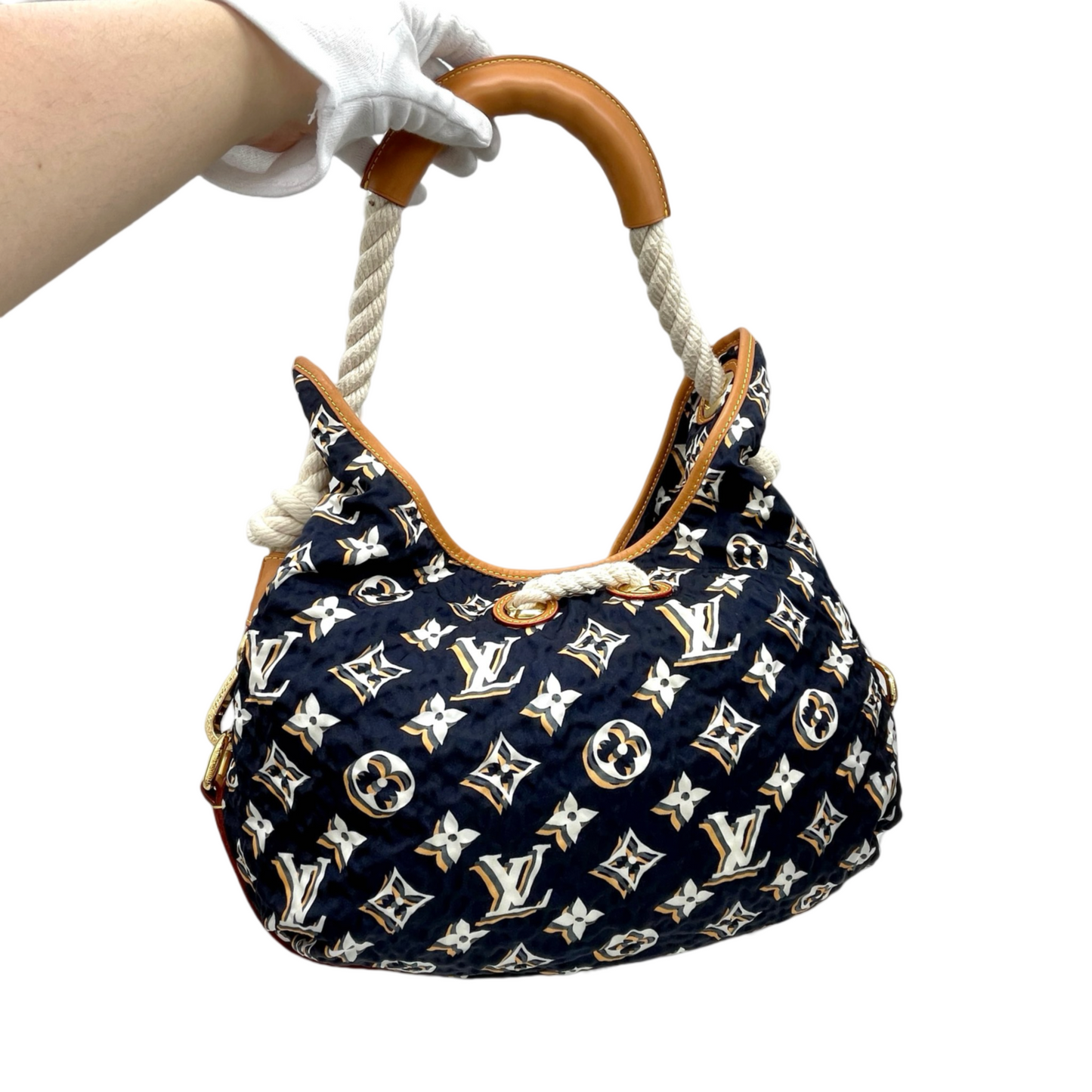 RARE☆☆☆☆LOUIS VUITTON 2009-2010 Cruise Collection Bulles MM M40235 Hobo Shoulder Bag Marine &amp; Brown
