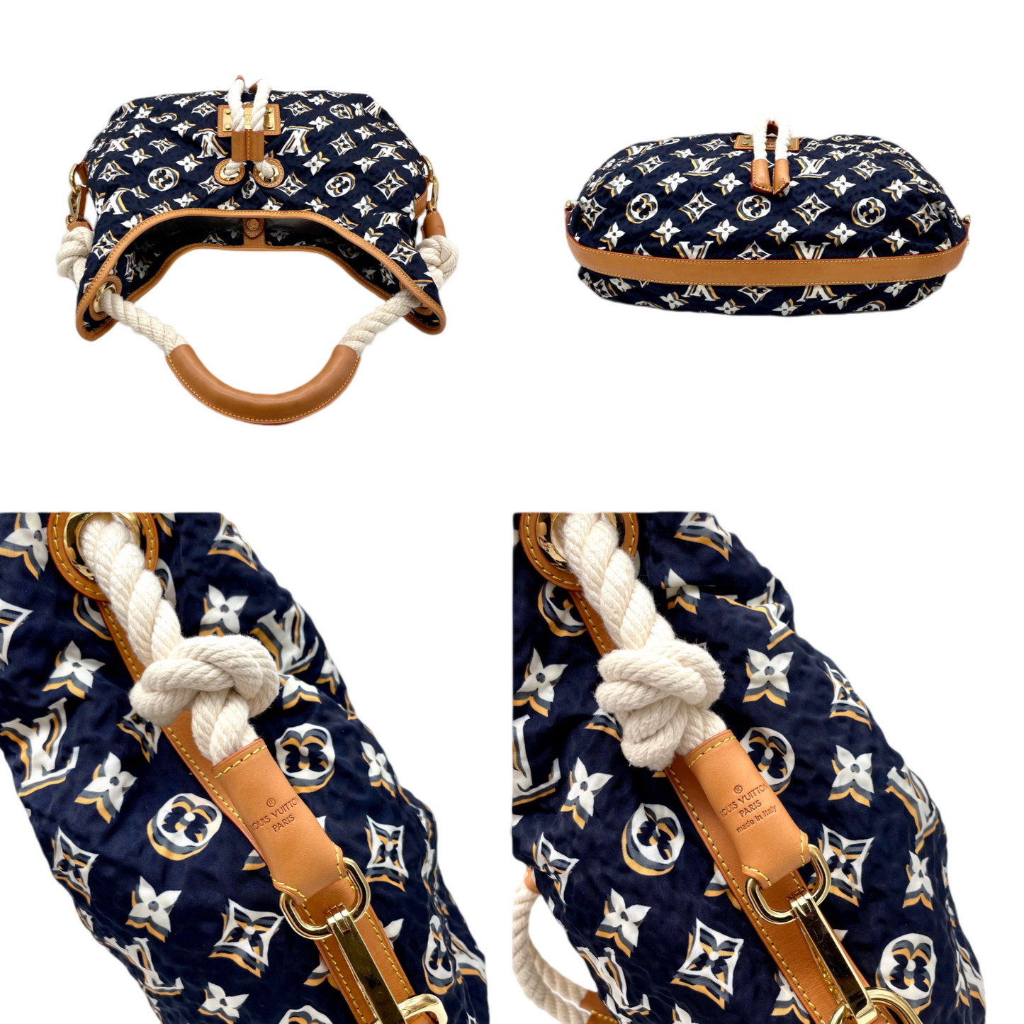 RARE☆☆☆☆LOUIS VUITTON 2009-2010 Cruise Collection Bulles MM M40235 Hobo Shoulder Bag Marine &amp; Brown