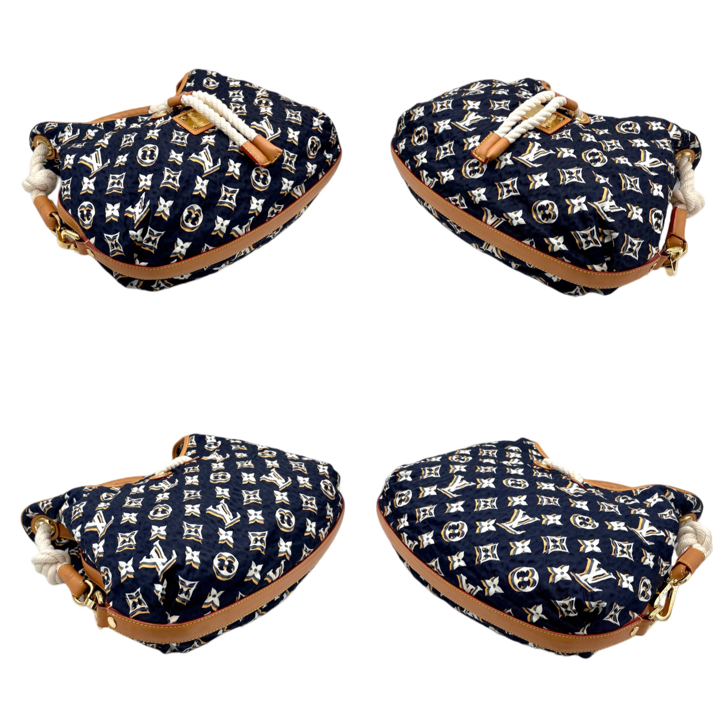 RARE☆☆☆☆LOUIS VUITTON 2009-2010 Cruise Collection Bulles MM M40235 Hobo Shoulder Bag Marine &amp; Brown