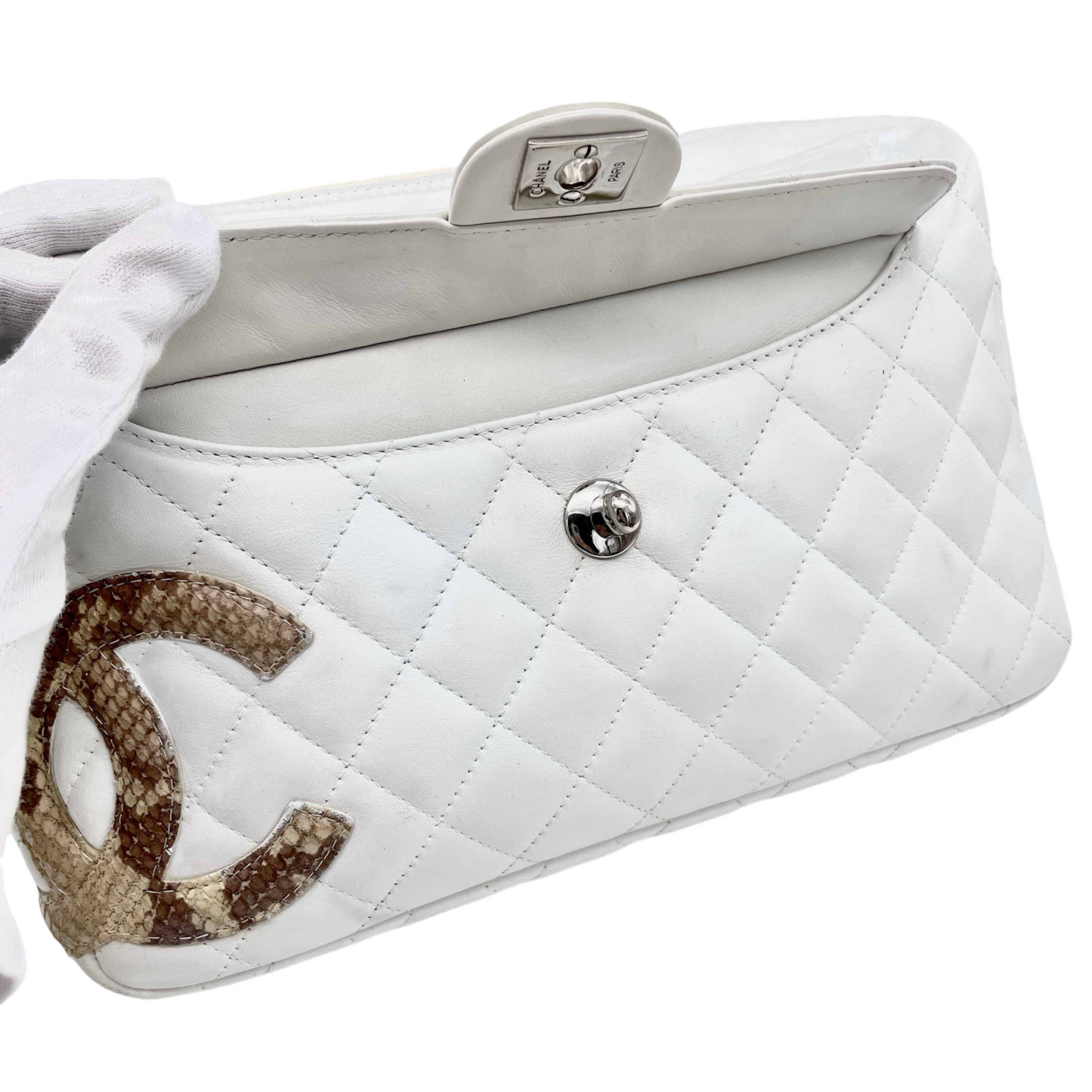 RARE☆☆☆CHANEL Cambon Line Snakeskin CC Shoulder Bag