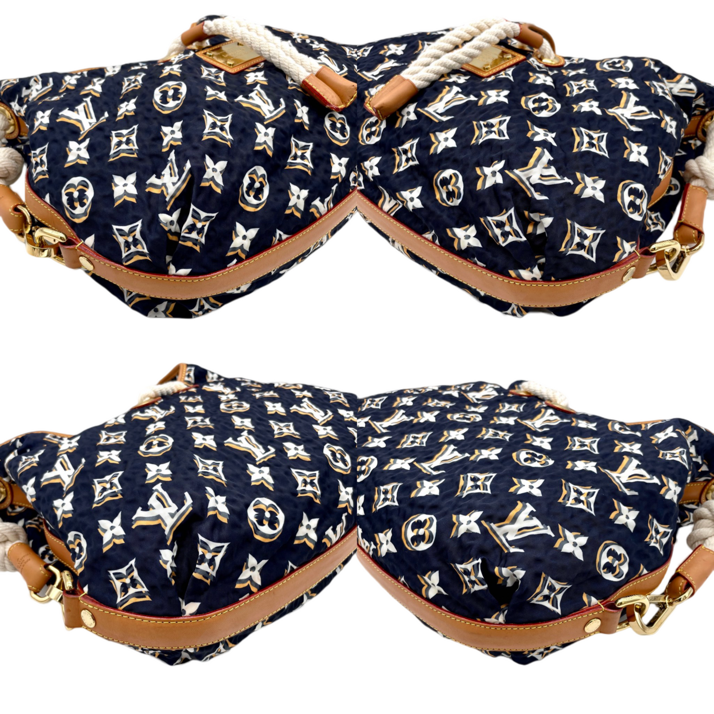 RARE☆☆☆☆LOUIS VUITTON 2009-2010 Cruise Collection Bulles MM M40235 Hobo Shoulder Bag Marine &amp; Brown