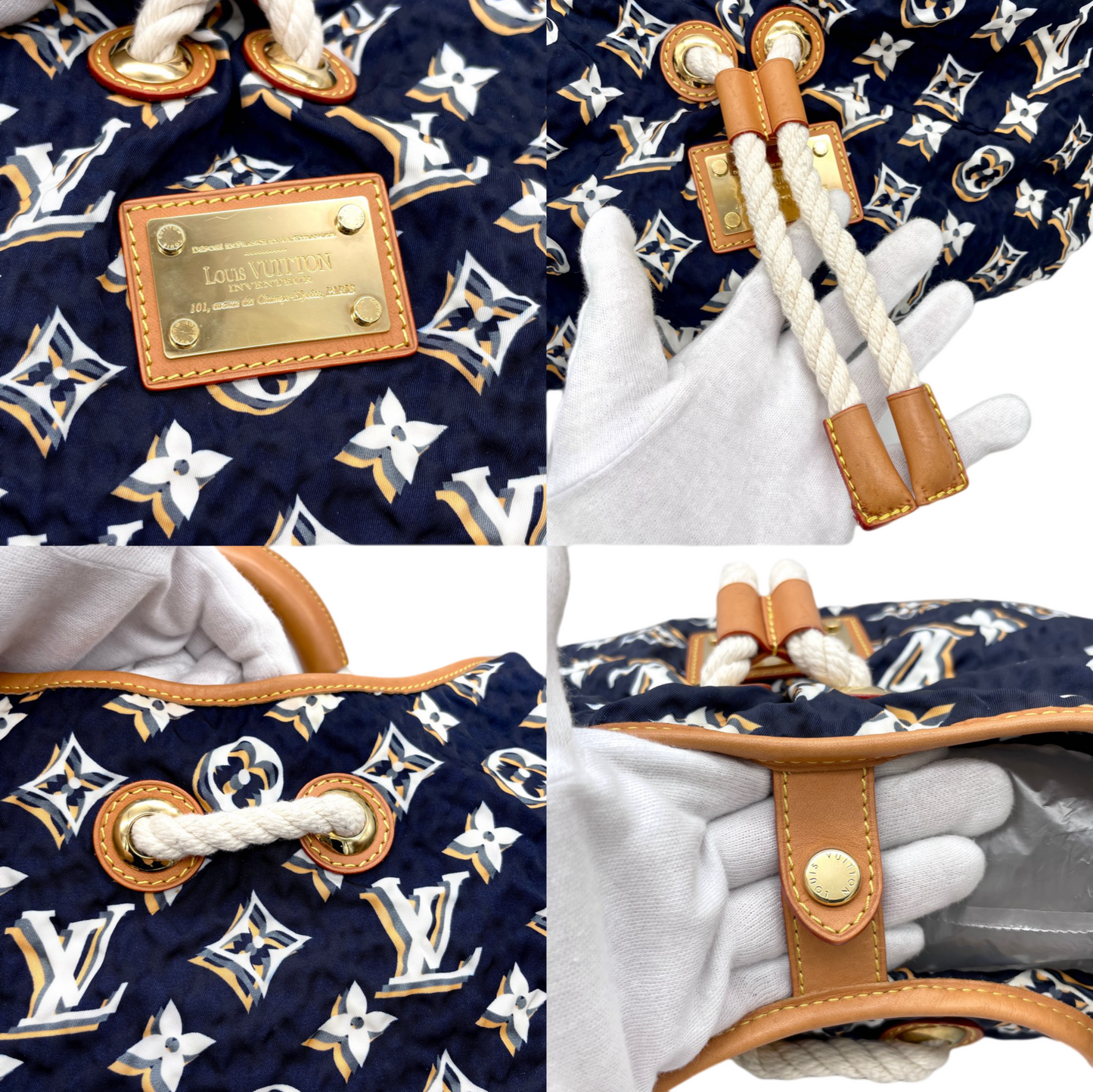 RARE☆☆☆☆LOUIS VUITTON 2009-2010 Cruise Collection Bulles MM M40235 Hobo Shoulder Bag Marine &amp; Brown