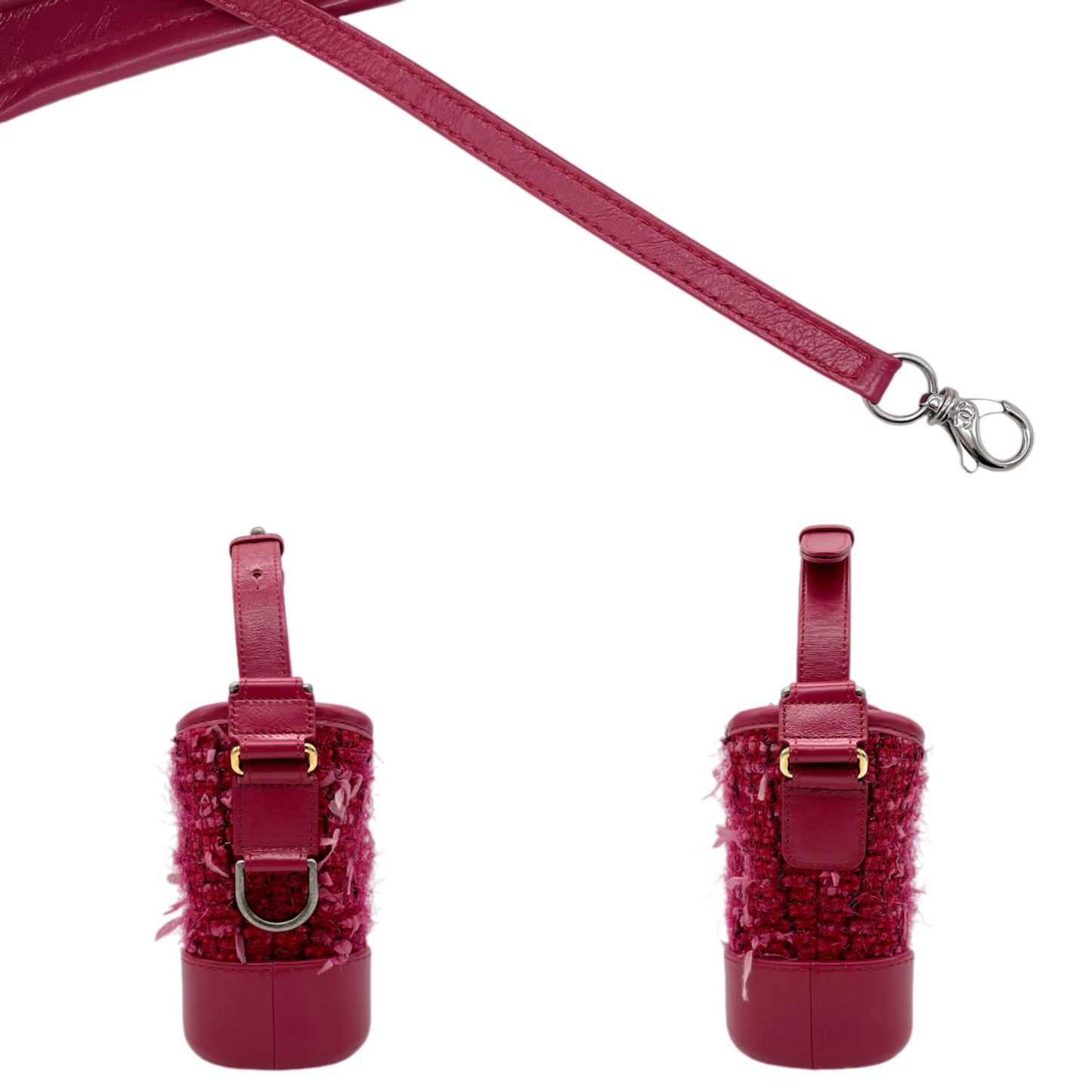 RARE☆☆☆CHANEL 2016 Gabrielle de Chanel Paris Cosmopolite 2016/17 Métiers d’art Show Tweed Mini Double Chain Shoulder Bag Red & Gold