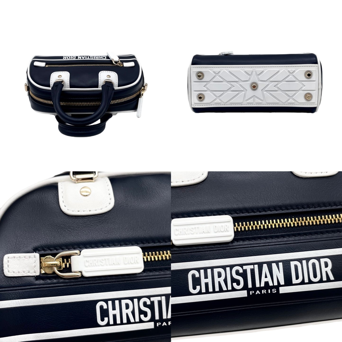 RARE☆☆☆☆CHRISTIAN DIOR 2020s Vibe Bowler Mini 2Way Bowling Bag Dark Navy &amp; White