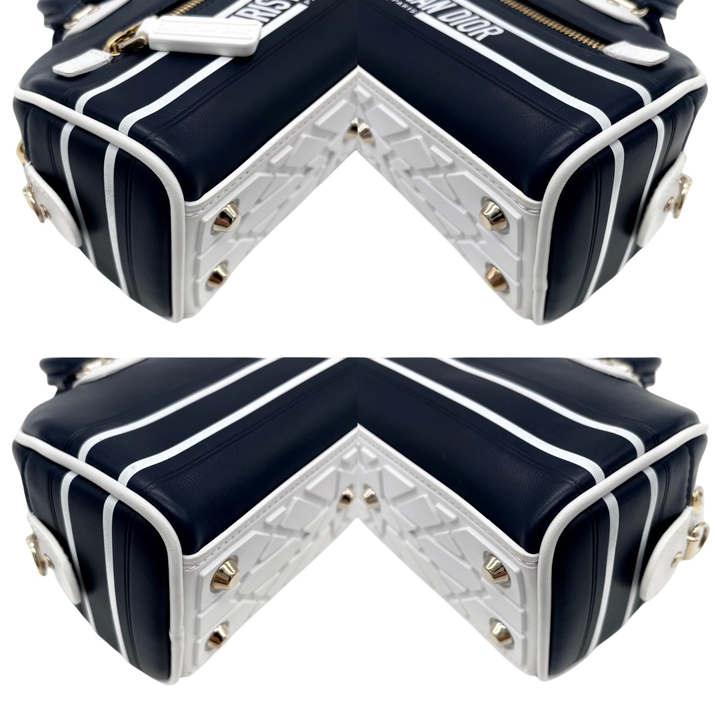 RARE☆☆☆☆CHRISTIAN DIOR 2020s Vibe Bowler Mini 2Way Bowling Bag Dark Navy &amp; White