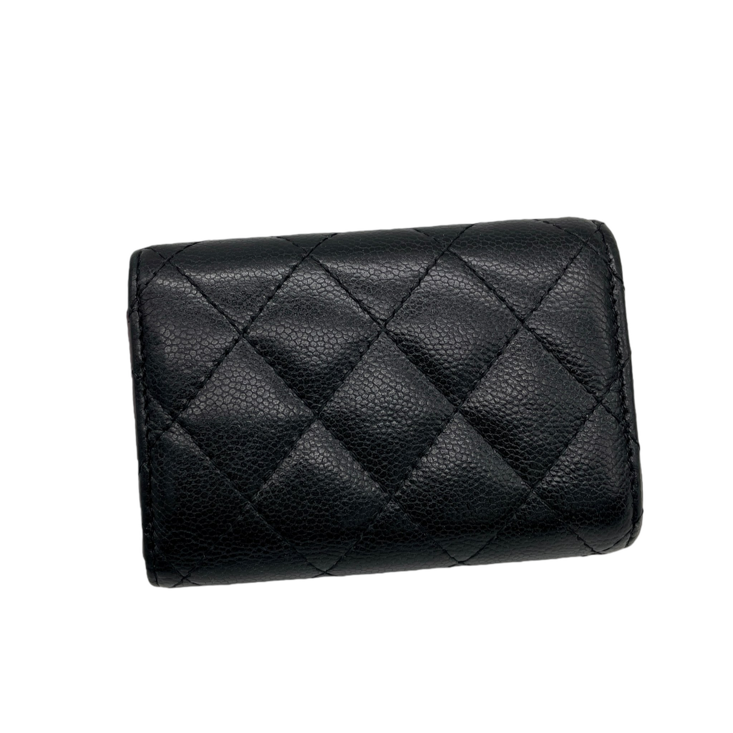 CHANEL 2021~ Matelassé Caviar Leather Classic Small Flap Wallet Black with Gold Hardware